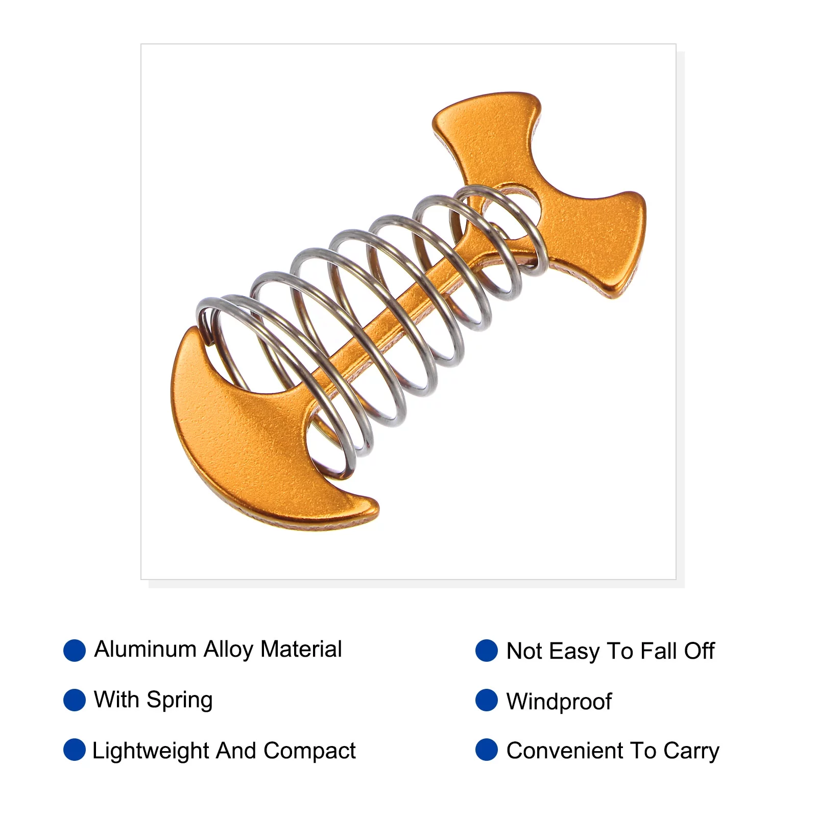 Unique Bargains Aluminium Alloy Tent Stakes with Rope Hook Spring Tensioner Deck Pegs
