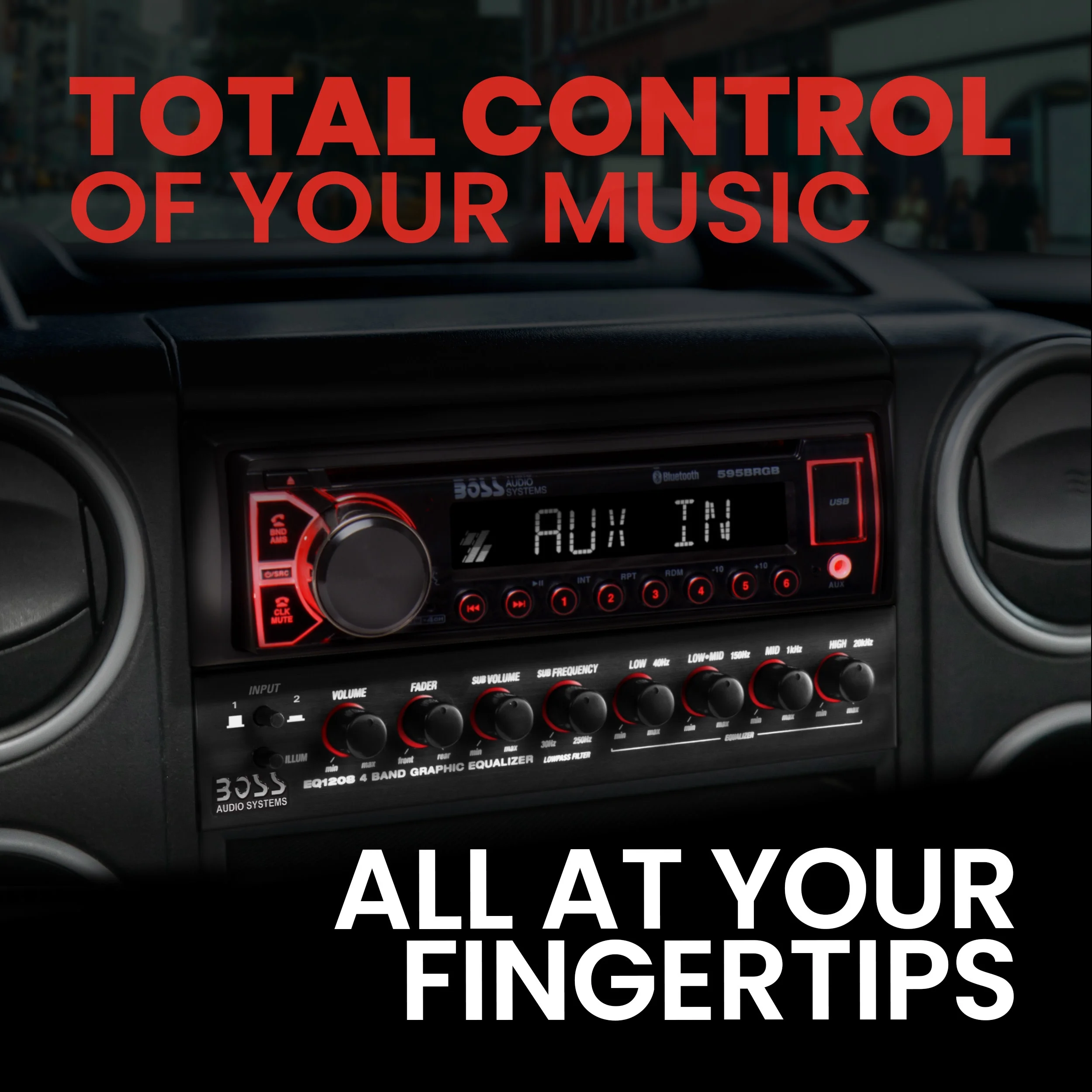 NEW BOSS EQ1208 4-Band Preamp Car Audio Equalizer w/ Subwoofer Sub Output EQ Out