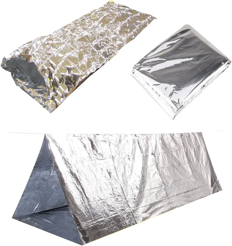 Emergency Thermal Outdoor Survival Camping Kit - Blanket, Tent, Sleeping Bag