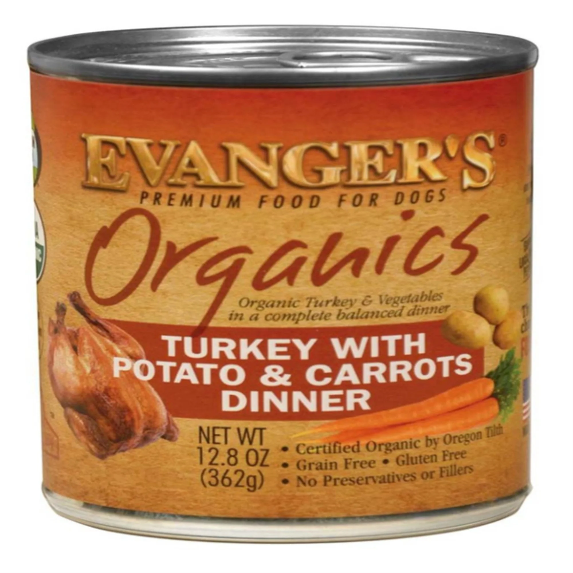 Evanger's Organics Turkey with Potato & Carrots Dinner Canned Dog Food 12.8 oz 12 Pack - PDS-077627501135