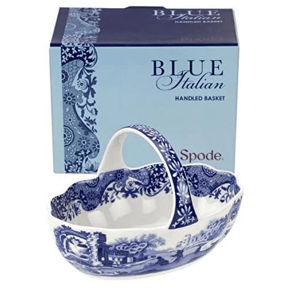 spode blue italian small handled basket 6