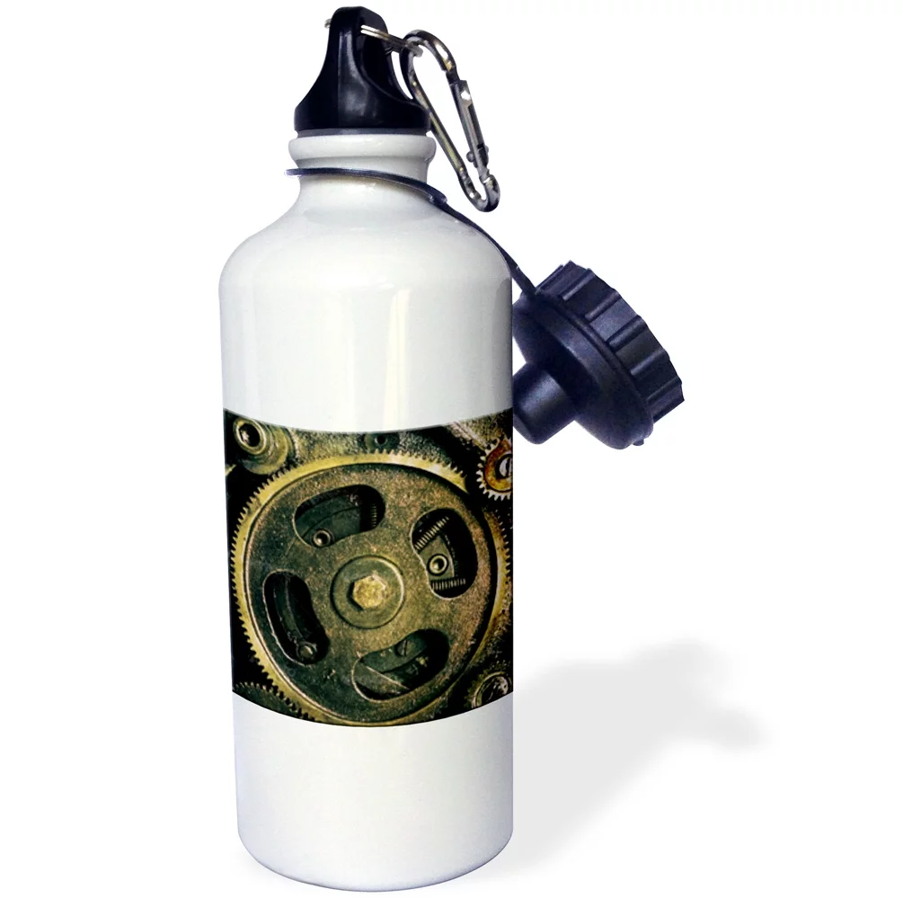 Steam punk gears in bronze realistic look fun art 21 oz Sports Water Bottle wb-167128-1