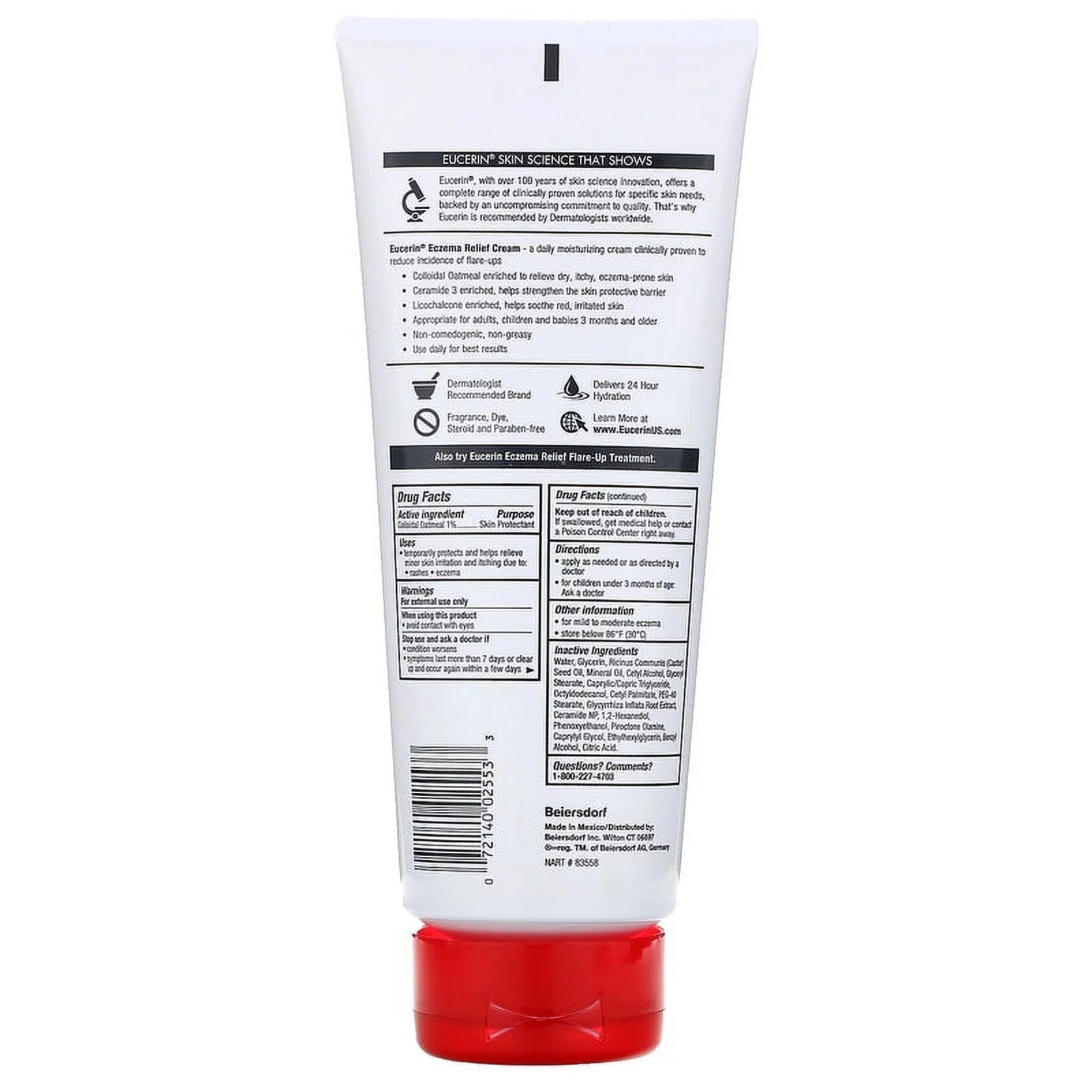 Eucerin, Eczema Relief, Body Cream, Fragrance Free, 14 oz (396 g) Pack of 4