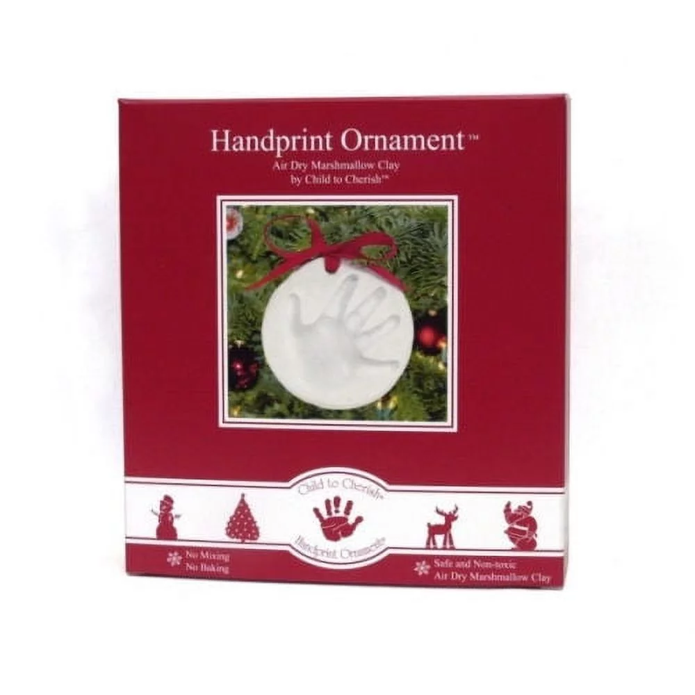Child to Cherish Marshmallow Clay Baby Handprint or Footprint First Christmas Ornament Kit
