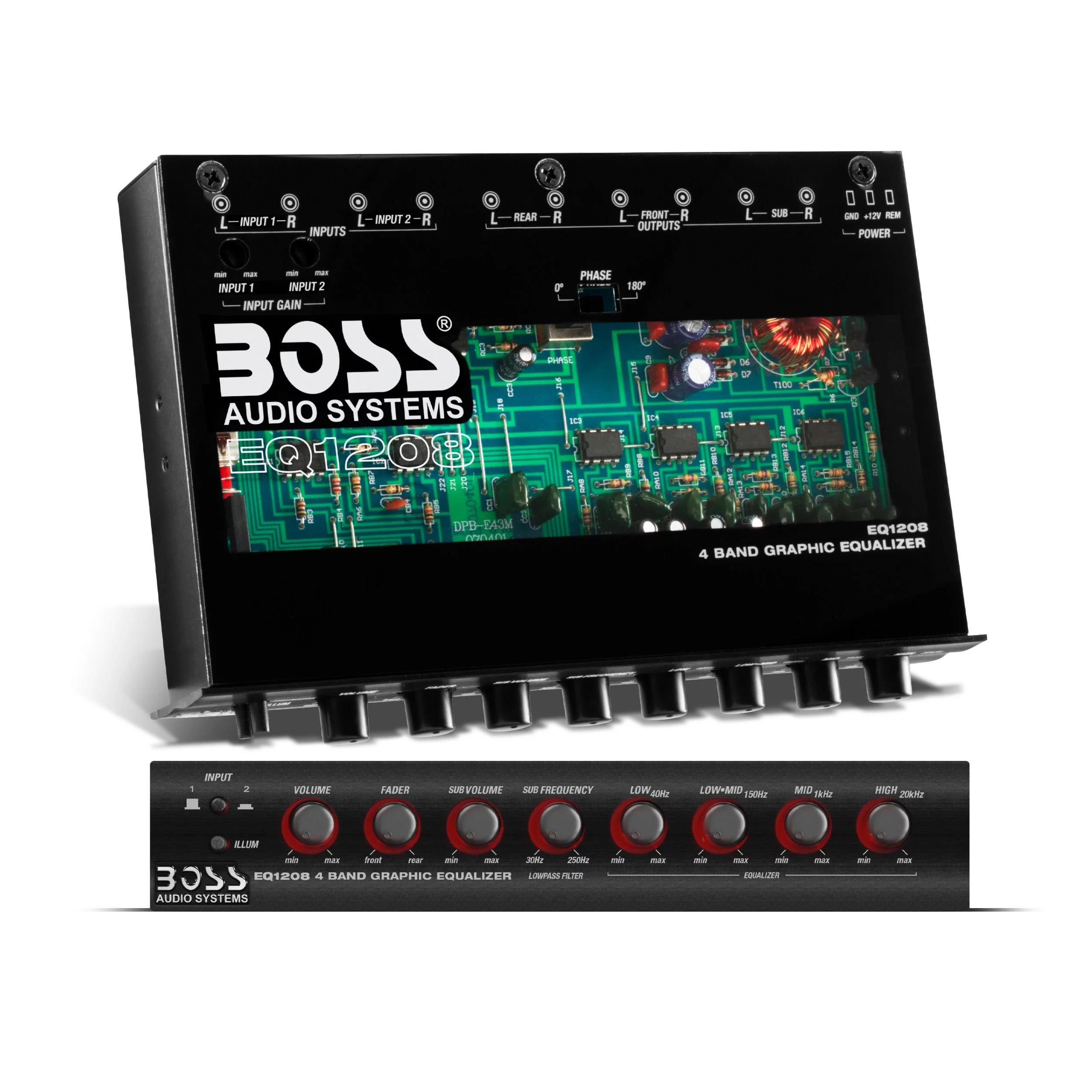 NEW BOSS EQ1208 4-Band Preamp Car Audio Equalizer w/ Subwoofer Sub Output EQ Out