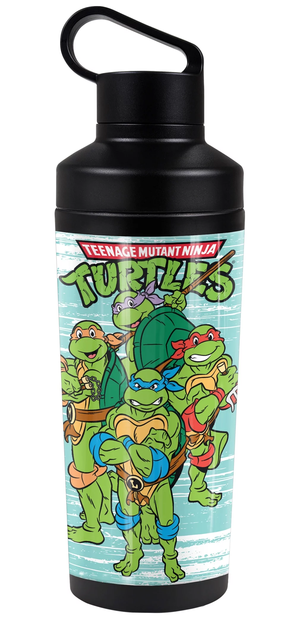 Teenage Mutant Ninja Turtles TMNT Official Turtle Group 18 oz Insulated Water Bottle, Leak Resistant, Vacuum Insulated Stainless Steel with 2-in-1 Loop Cap