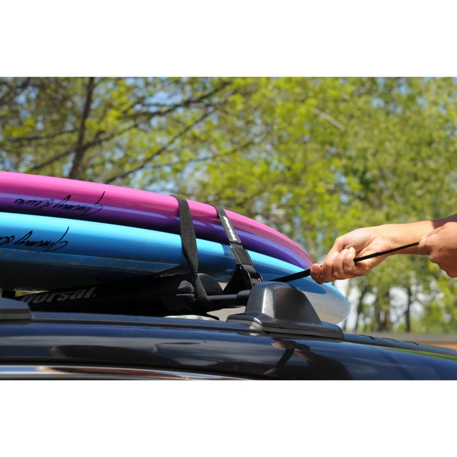 DORSAL Aero Roof Rack Pads with 15 ft Surf Straps - Pack of 4 for Car Surfboard Kayak SUP Long
