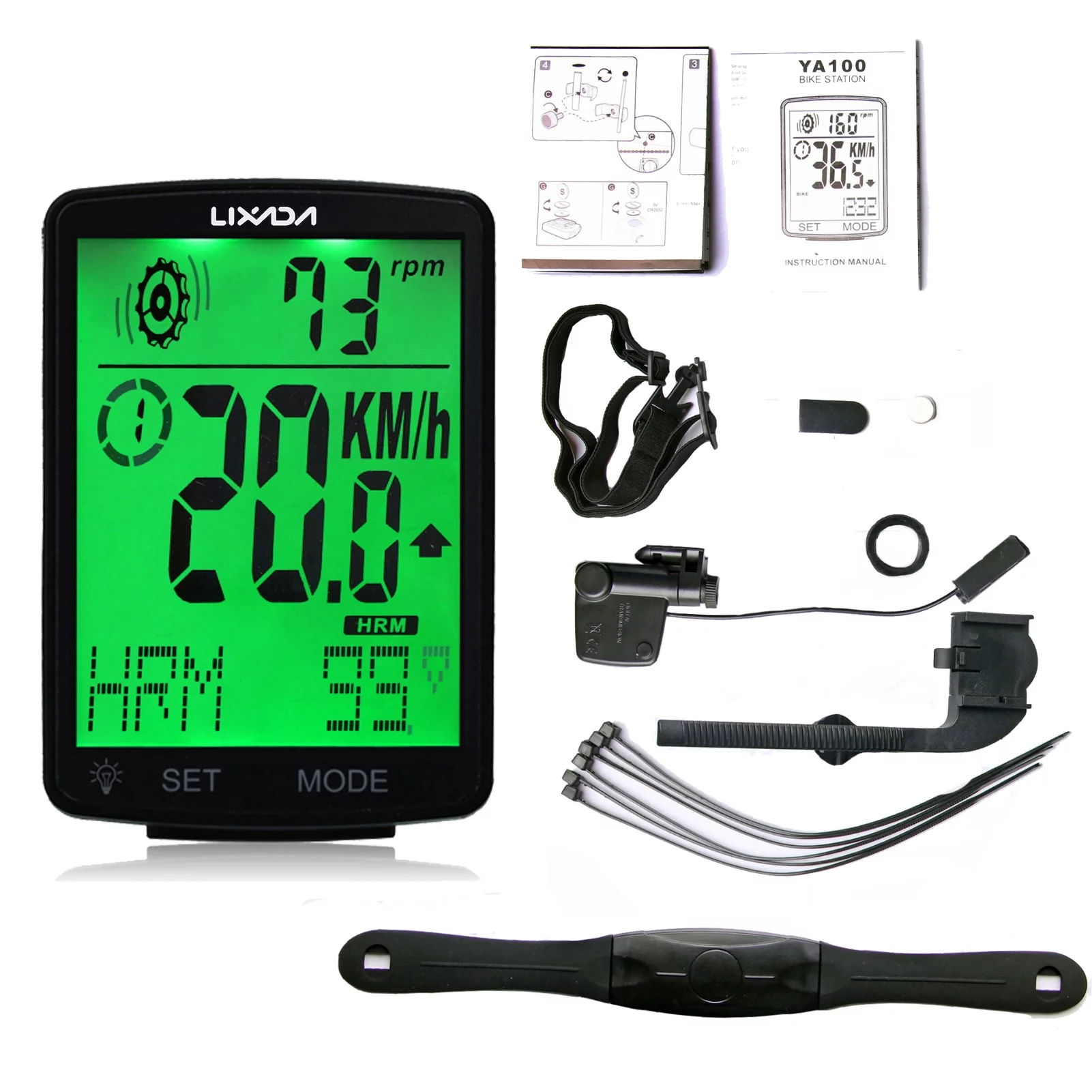 Lixada 3-in-1 Bike ComputerLCD Screen, Heart Rate Sensor, Speedometer Odometer