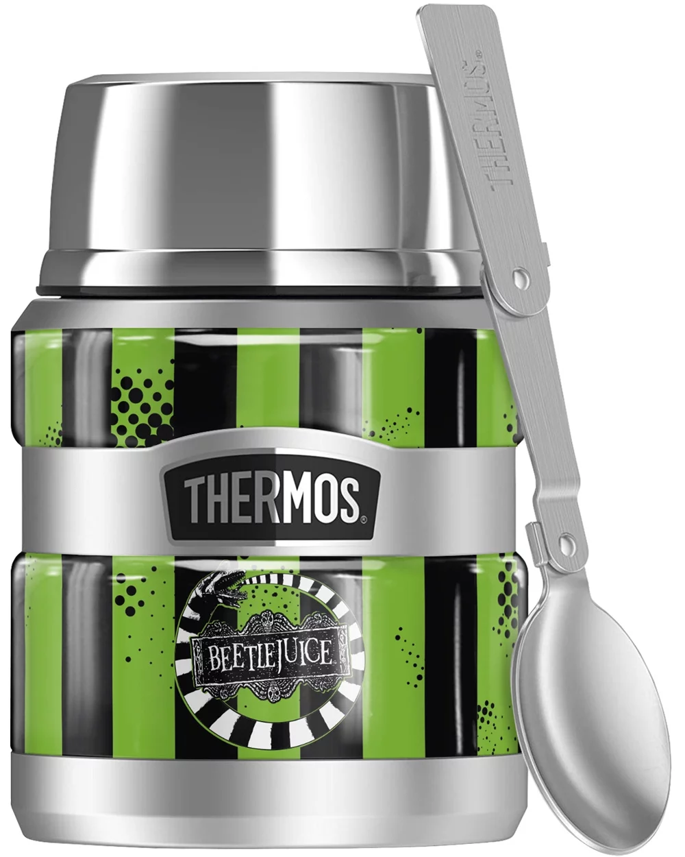 Beetlejuice Beetle Worm, THERMOS STAINLESS KING Stainless Steel Food Jar with Folding Spoon, Vacuum insulated & Double Wall, 16oz