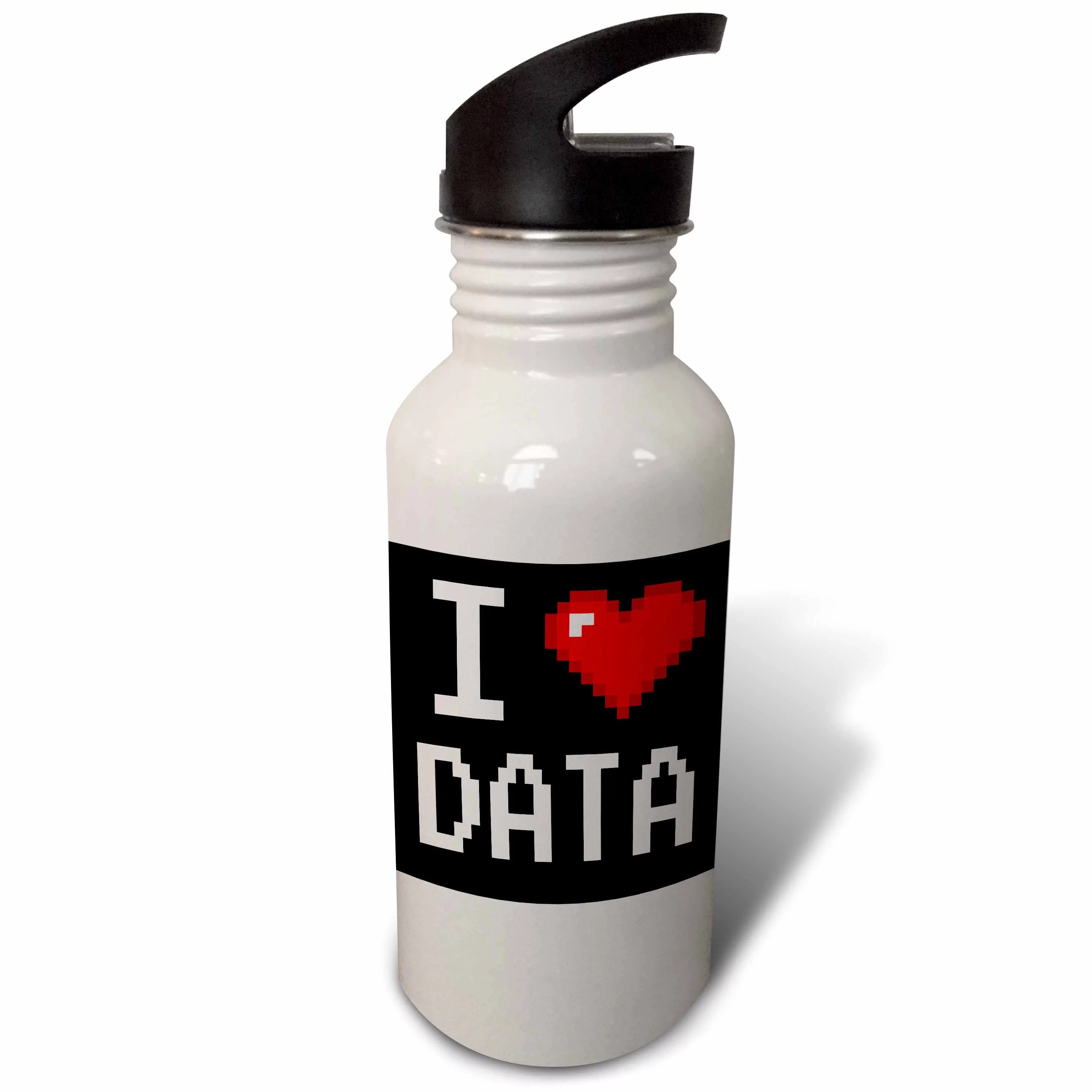 Geeky Old School Pixelated Pixels 8-Bit I Heart I Love Data 21 oz Sports Water Bottle wb-118876-1