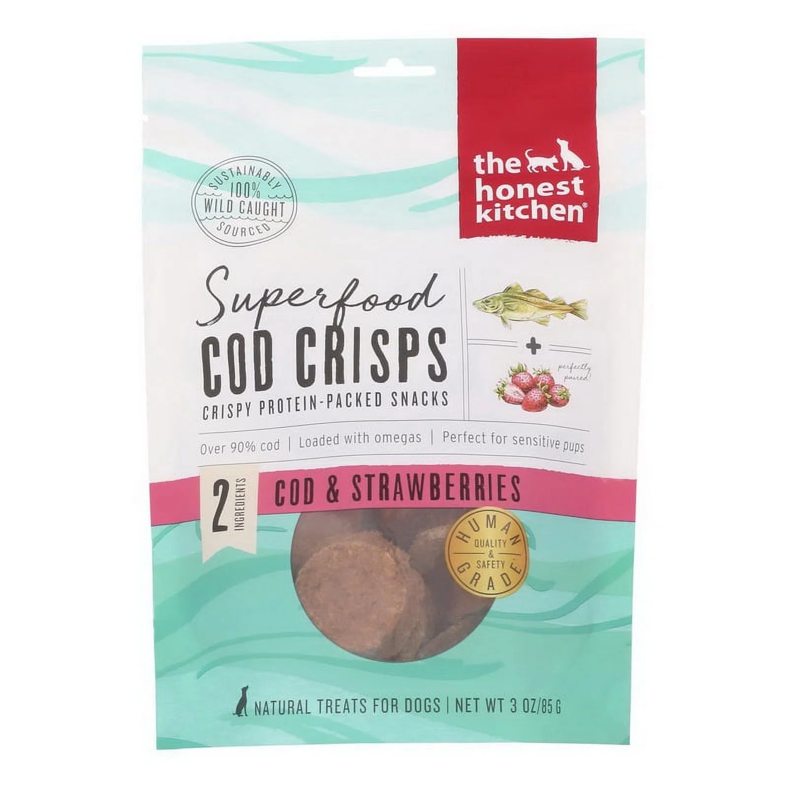 The Honest Kitchen Superfood Cod Crisps: Cod & Strawberry, 3 oz