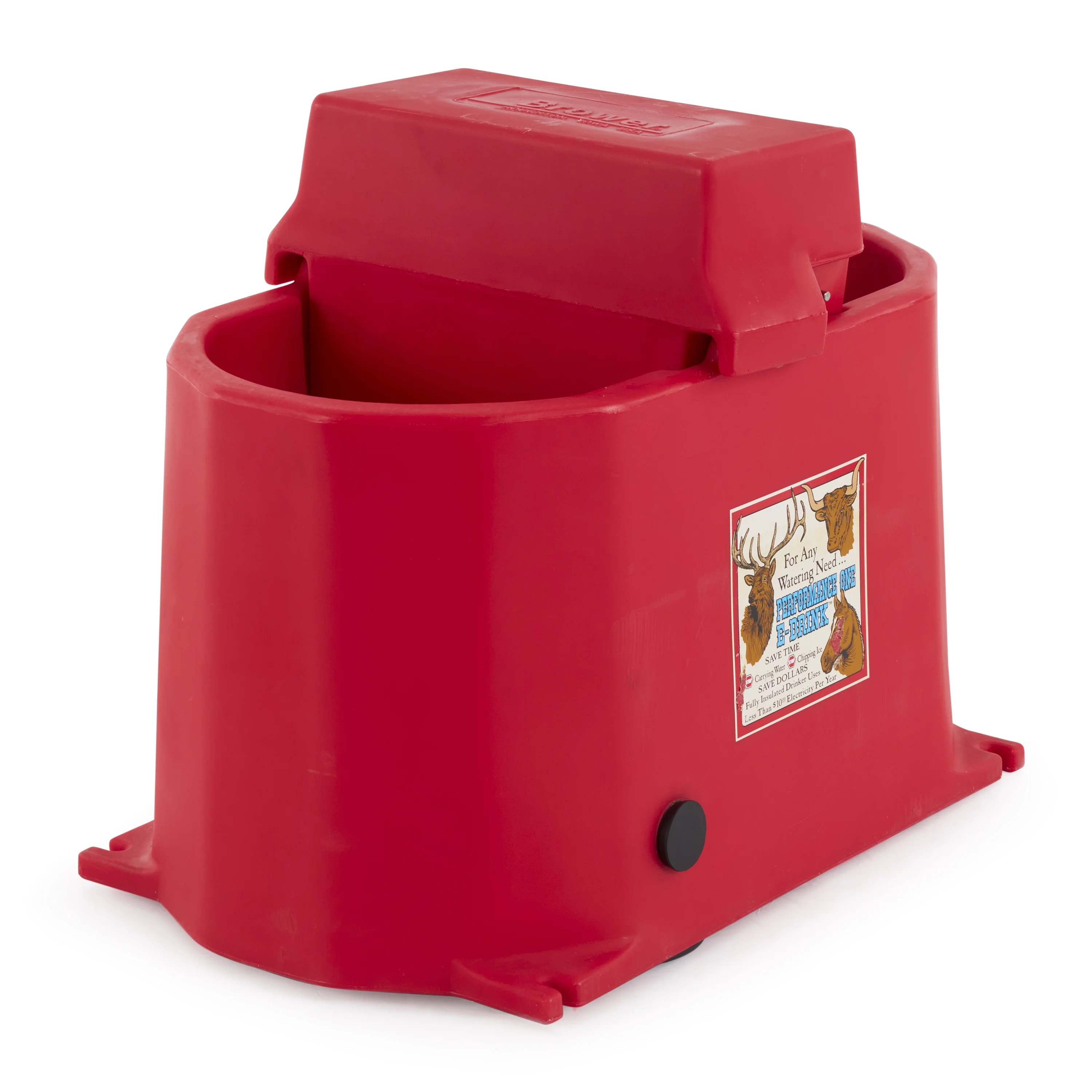 Brower 250W Poly Plastic 17 Gallon Heated Outdoor Livestock Waterer, Red