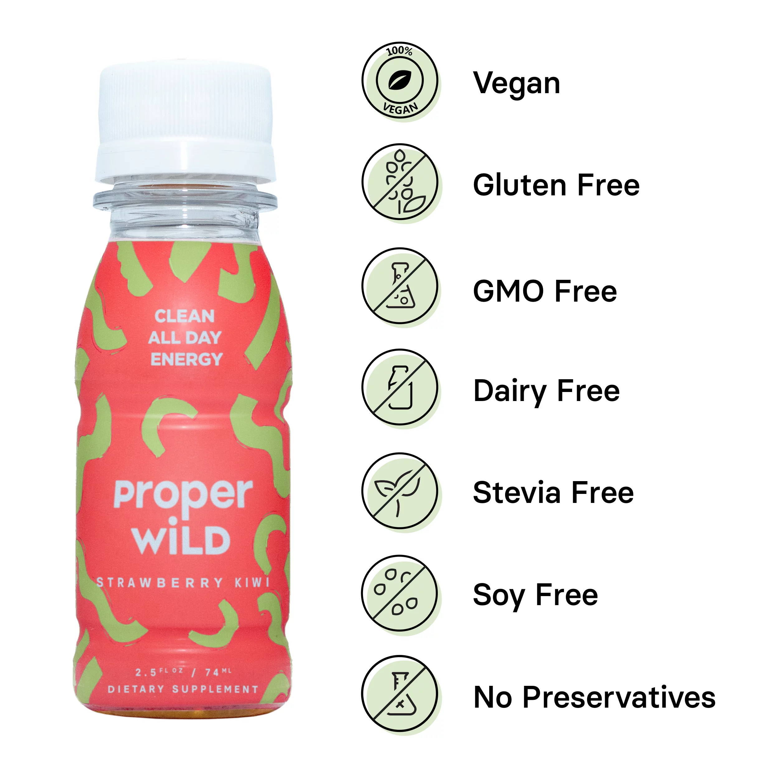 Proper Wild, Natural Clean All Day Energy Shots, Favorites (Variety), 6-Pack
