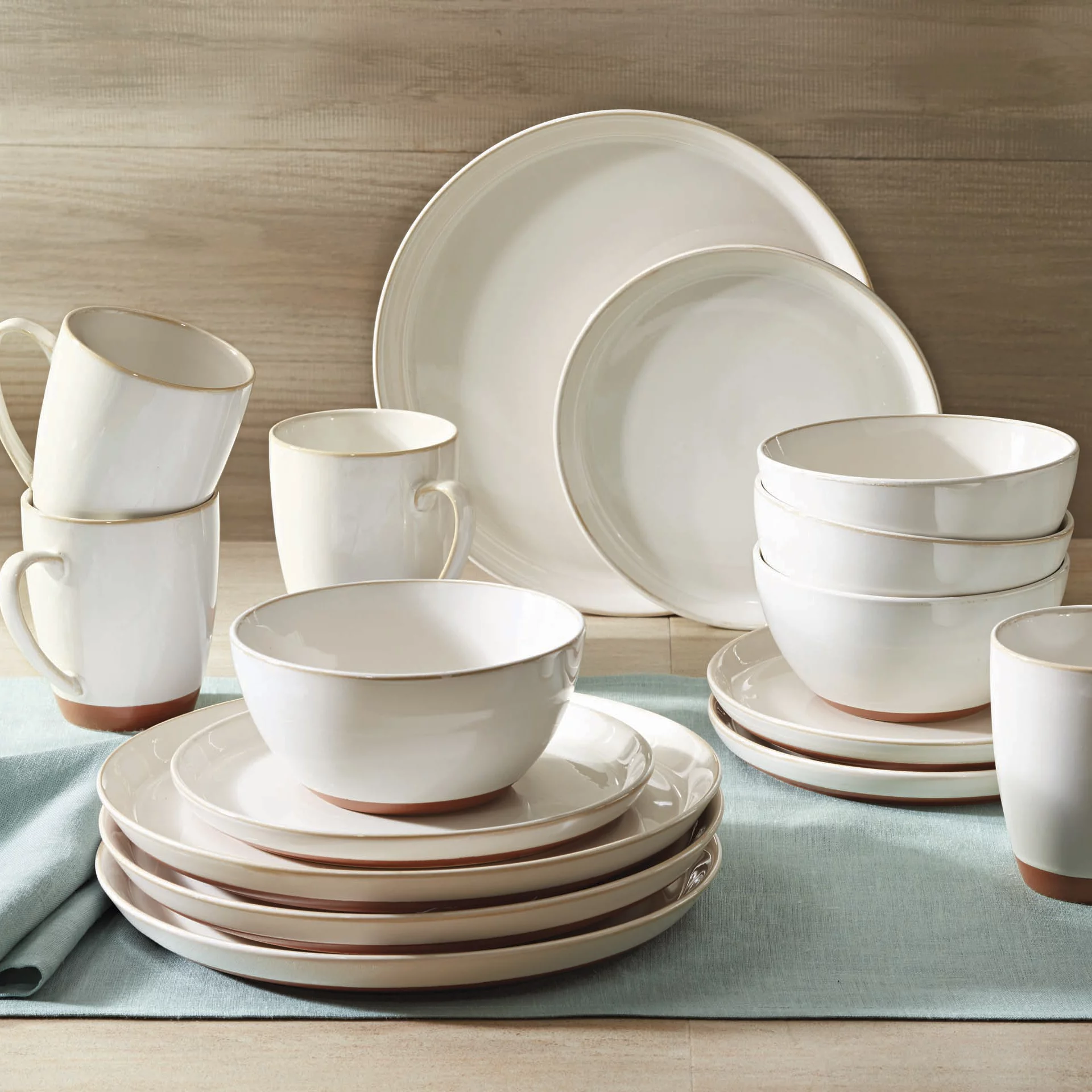 Better Homes & Gardens Claybrooke Stoneware Cream Dinner Plates, Set of 4