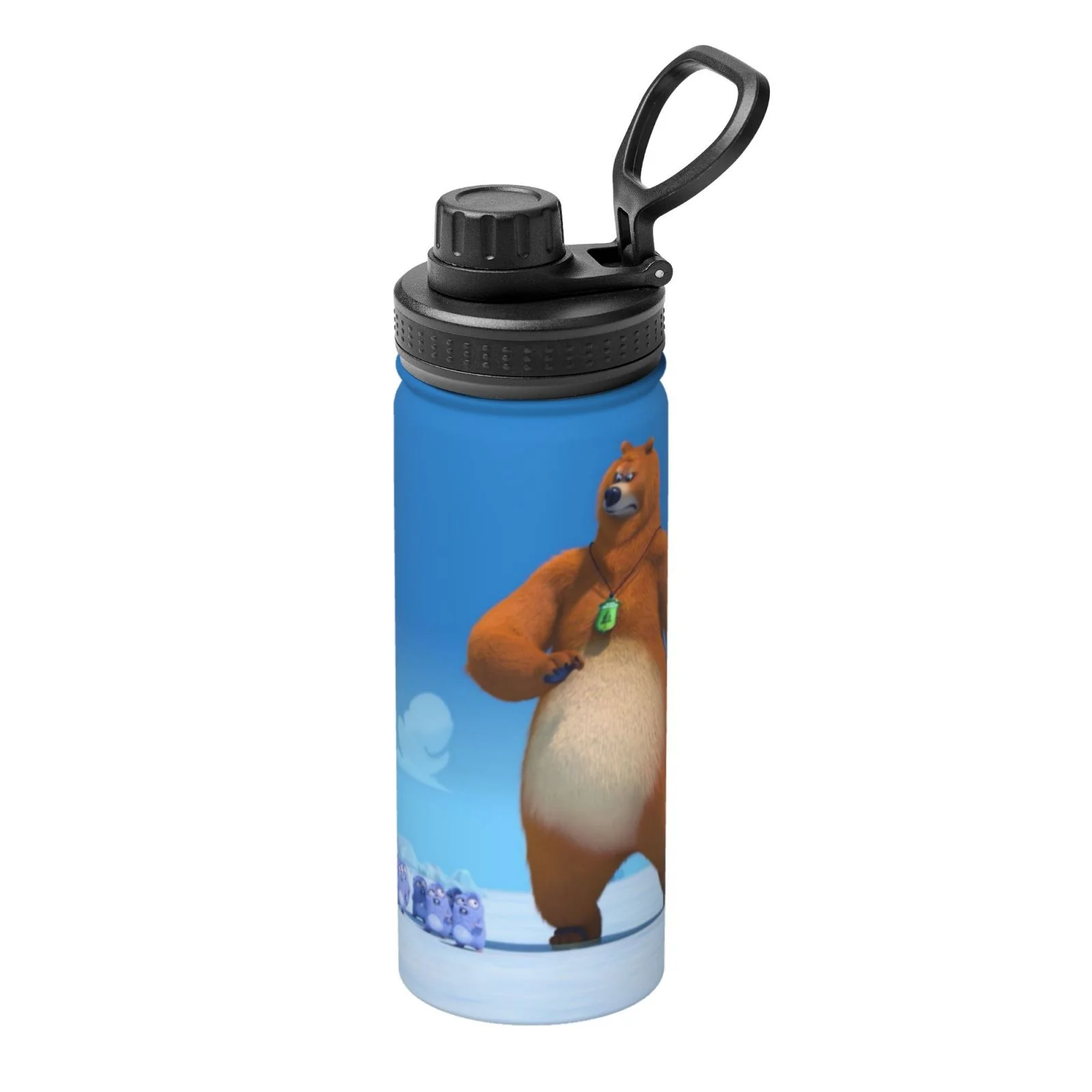Grizzy And the Lemmings Bear Unisex Sports Insulated Water Bottles Kettle Stainless Steel Portable Cup 18OZ For School Travel Gym Running