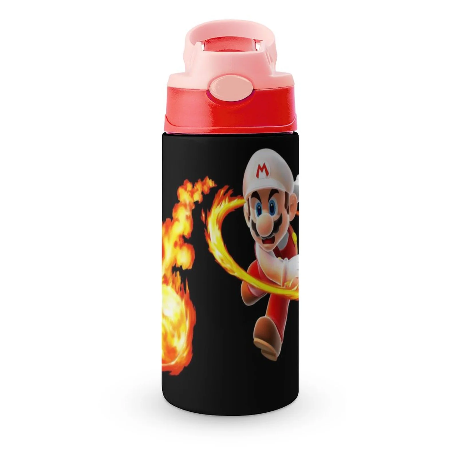 Super Mario Fire Kid's Insulated Water Bottle With Straw Vacuum Stainless Steel Cup Leak-Proof Children Toddler Thermoses