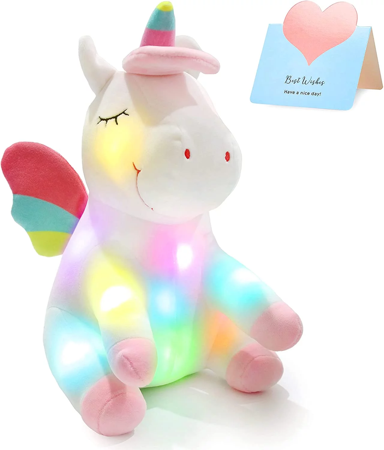 Athoinsu 12'' Light up Unicorn Soft Plush Toy LED Stuffed Animals Birthday Valentine's Day Gifts for Kids Toddlers
