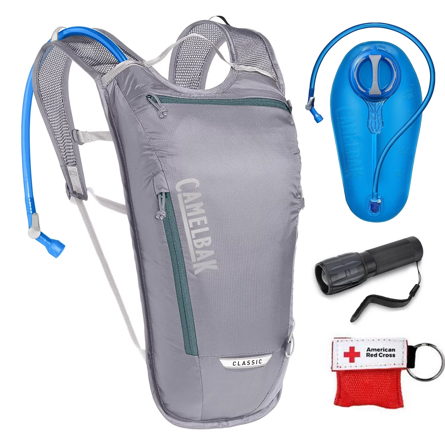 CamelBak Classic Light Bike Hydration Pack 70oz , Gunmetal/Hydro for Outdoor Lifestyle - Kit with CAMELBAK Crux 3L Reservoir Replacement Hydration Bladder