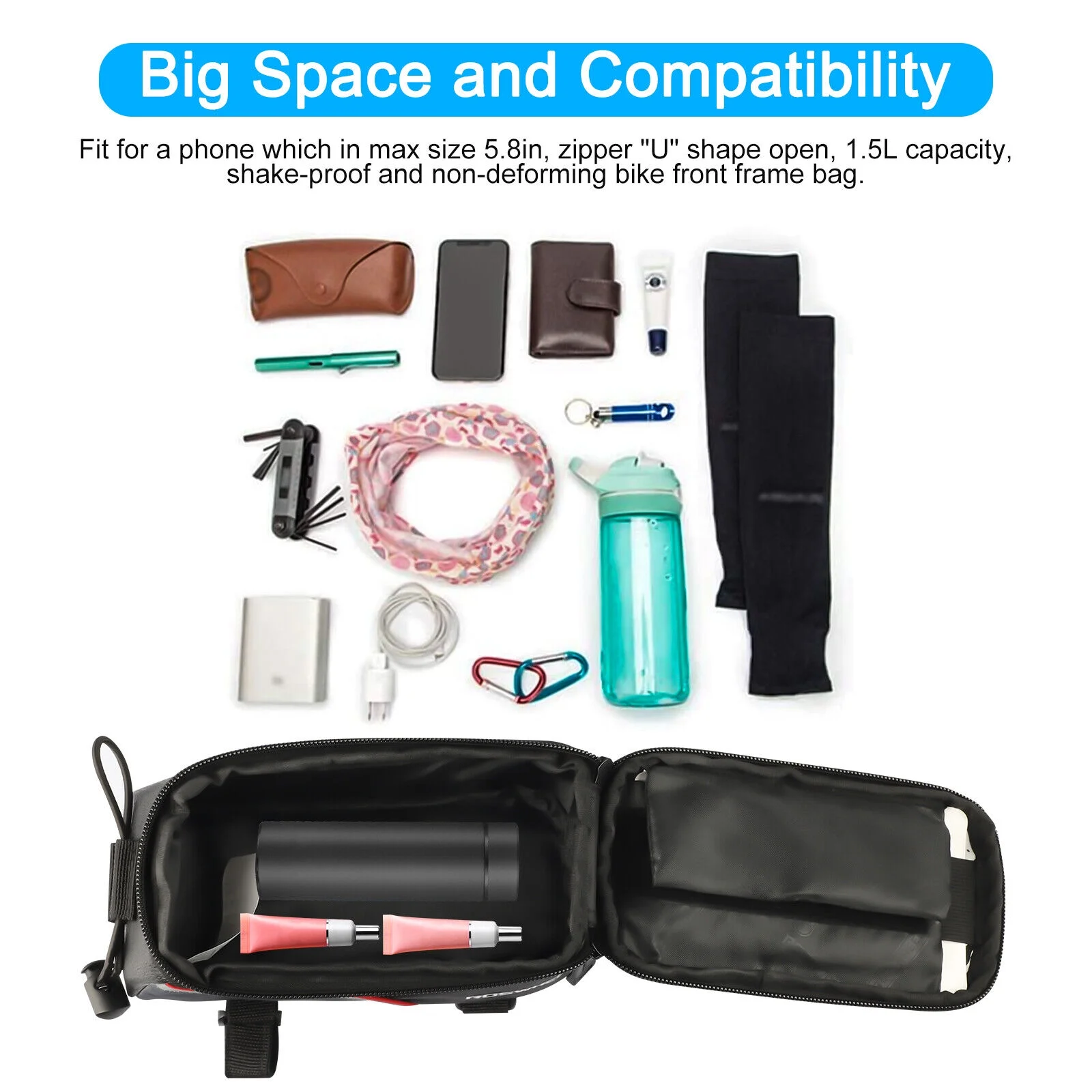 Waterproof Bicycle Frame Tube Front Top Bag MTB Bike Cycling Touch Phone Holder