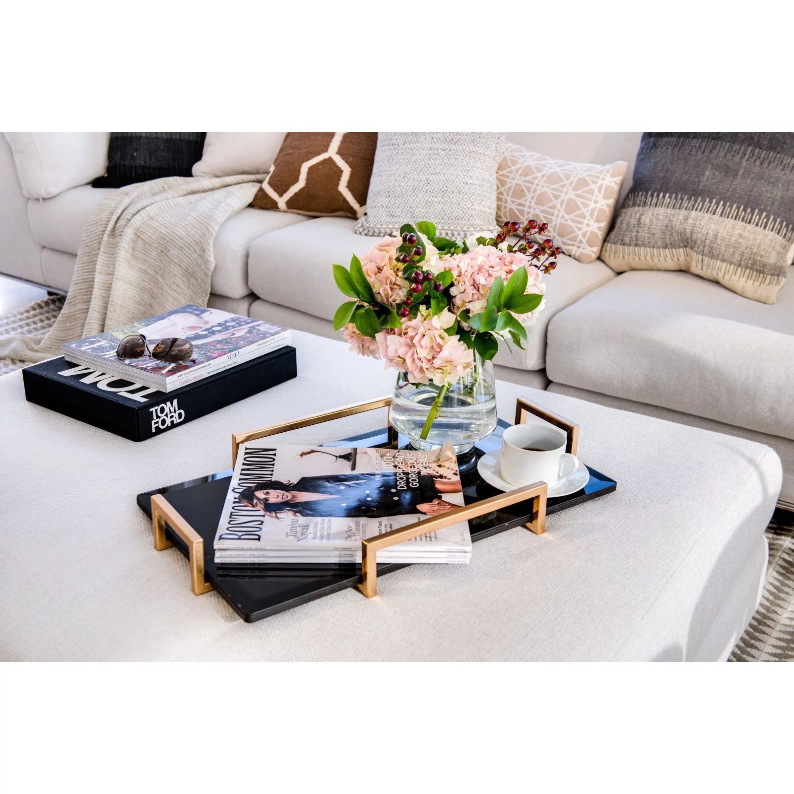 Uttermost Ettore Black Glass Tray