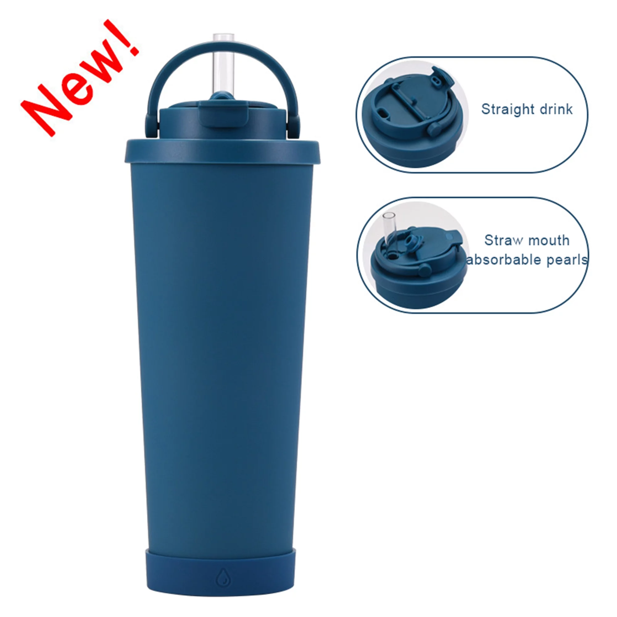 Biekopu 830ml Thermal Bottle, Portable Stainless Steel Insulated Flask Water Bottle with Straw for Coffee Cola
