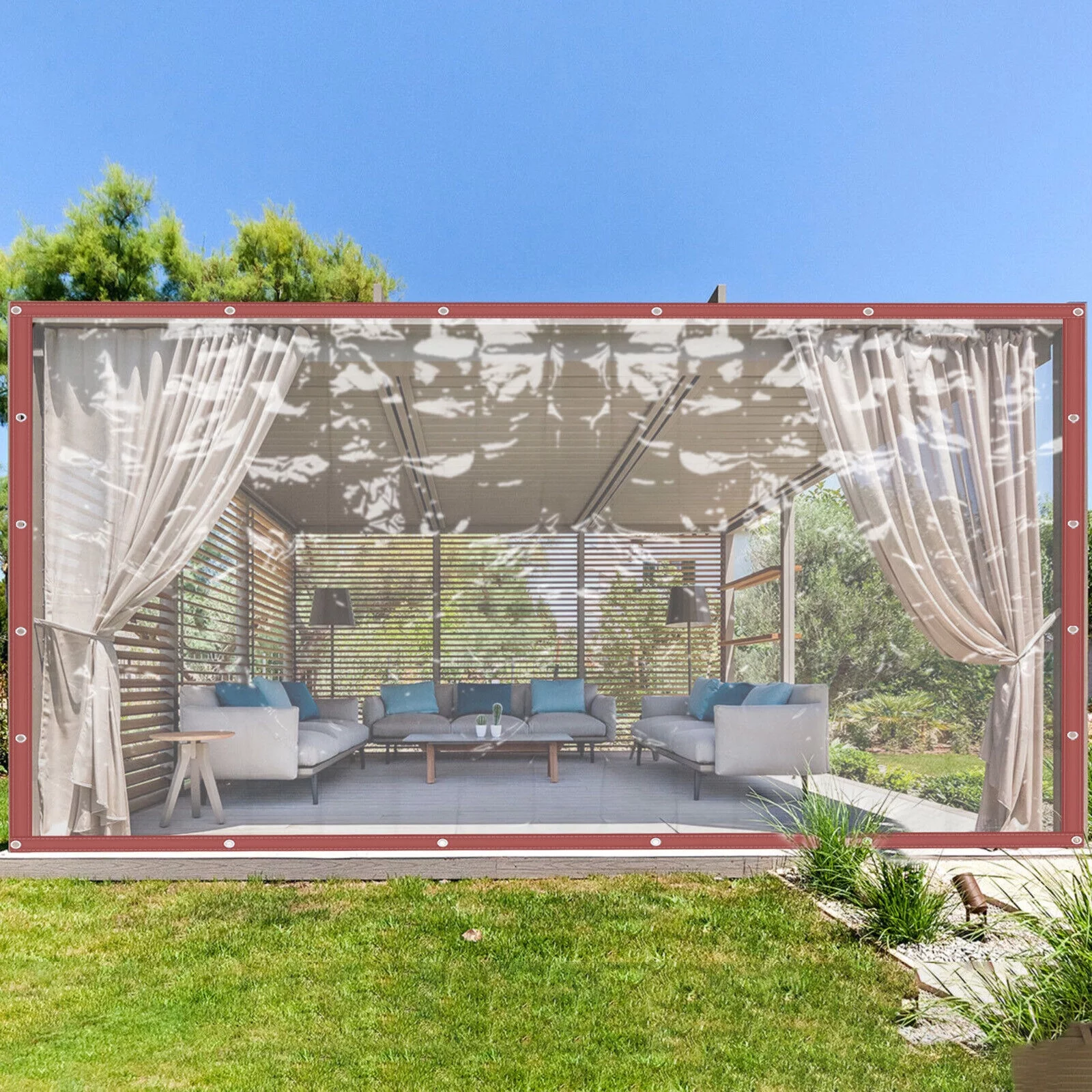 Commercial Waterproof Vinyl Clear Awning Canopy Roll Up Patio Enclosure 8*16FT