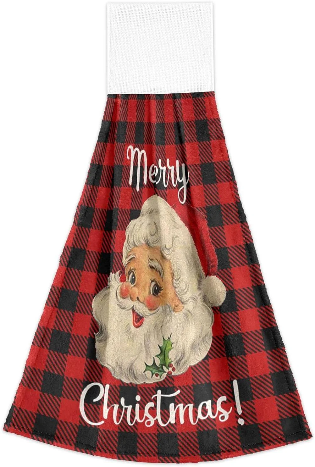 Hyjoy Christmas Santa Hanging Hand Towels with Hanging Loop Buffalo Check Plaid Bathroom Hand Towels Soft Thick Dish Cloth Hand Dry Towels Hand Towels for Kitchen Bathroom Hanging