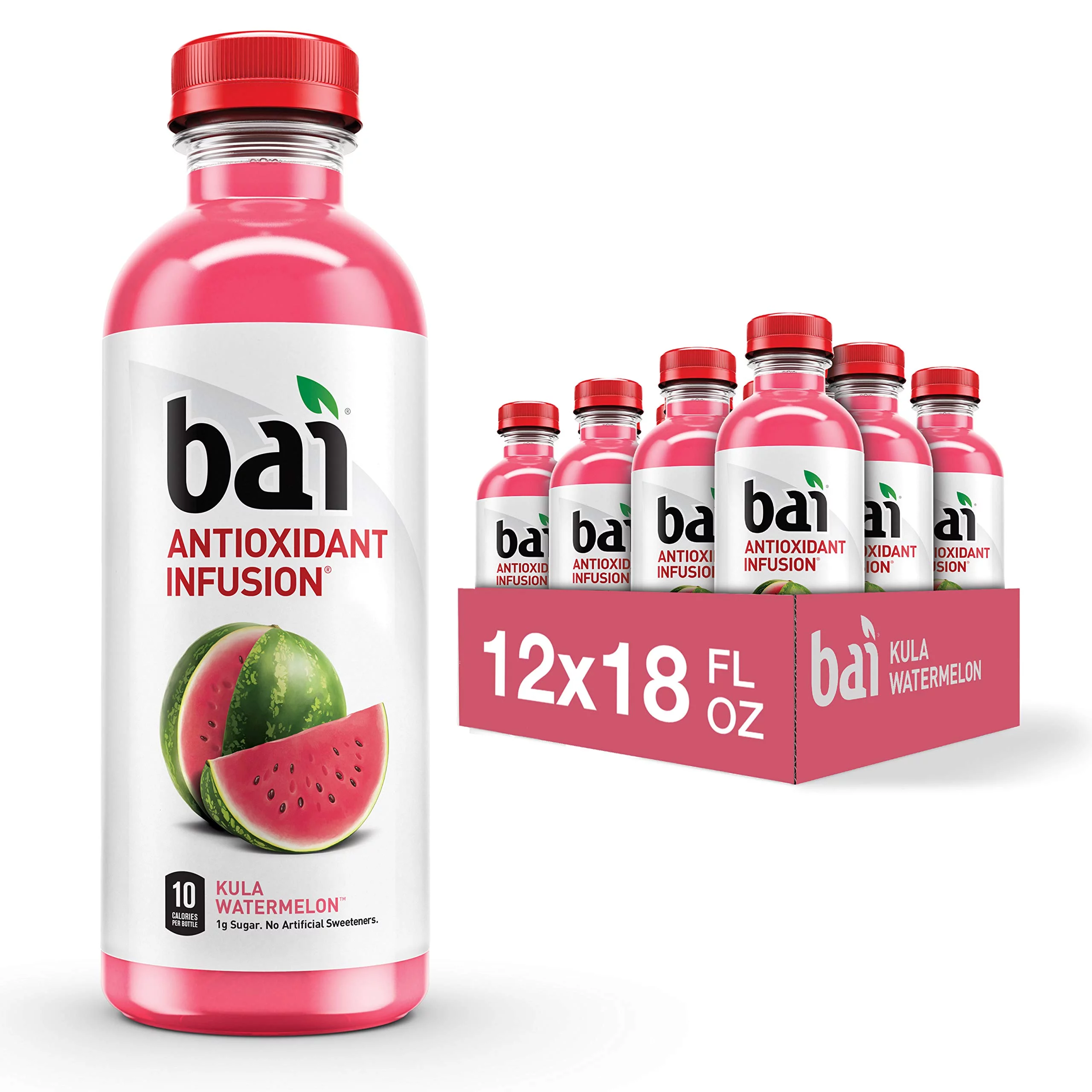 Bai Flavored Water, Kula Watermelon, Antioxidant Infused Drinks, 18 Fluid Ounce (Pack Of 12)