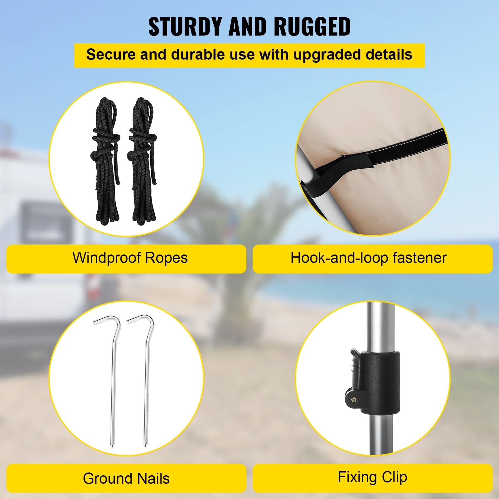 BENTISM Car Awning Car Tent Retractable Waterproof SUV Rooftop Khaki 8.2'x6.5'