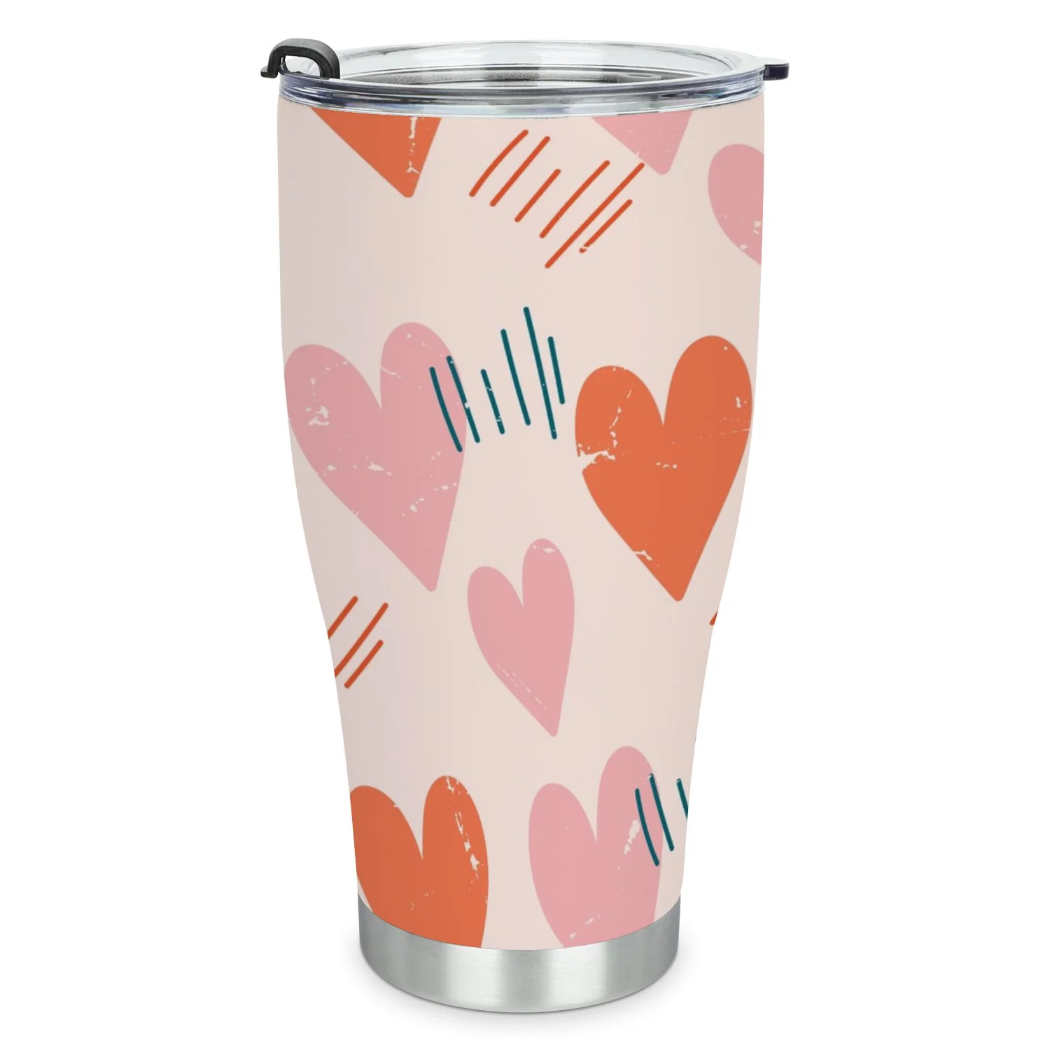 Hidove Stainless Steel Tumbler, Seamless Romantic Pattern with Hearts 30oz Leak Proof & Stainless Steel Bottle for Hot & Cold Drinks - Coffee Travel Mug, Water Metal Canteen, Thermal Cup