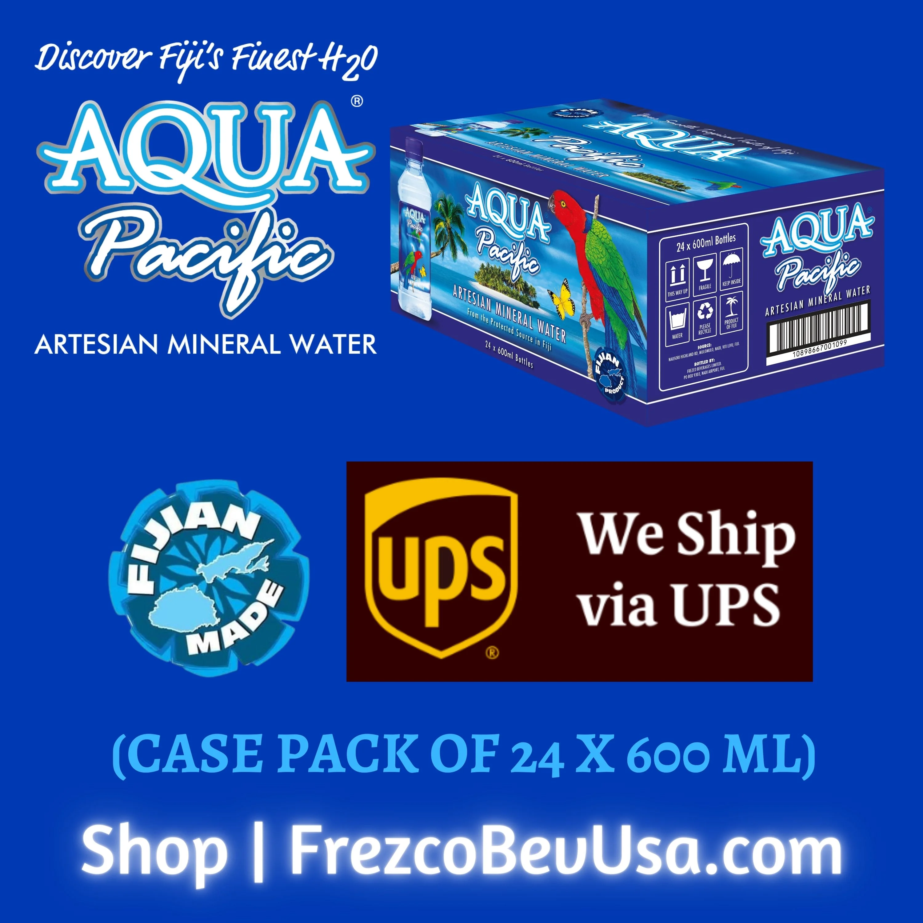 From FIJI - Aqua Pacific® Natural ARTESIAN Mineral Water Case Pack of 24 (20 Oz) Discover Fiji's Finest H20, Naturally High pH & Alkaline