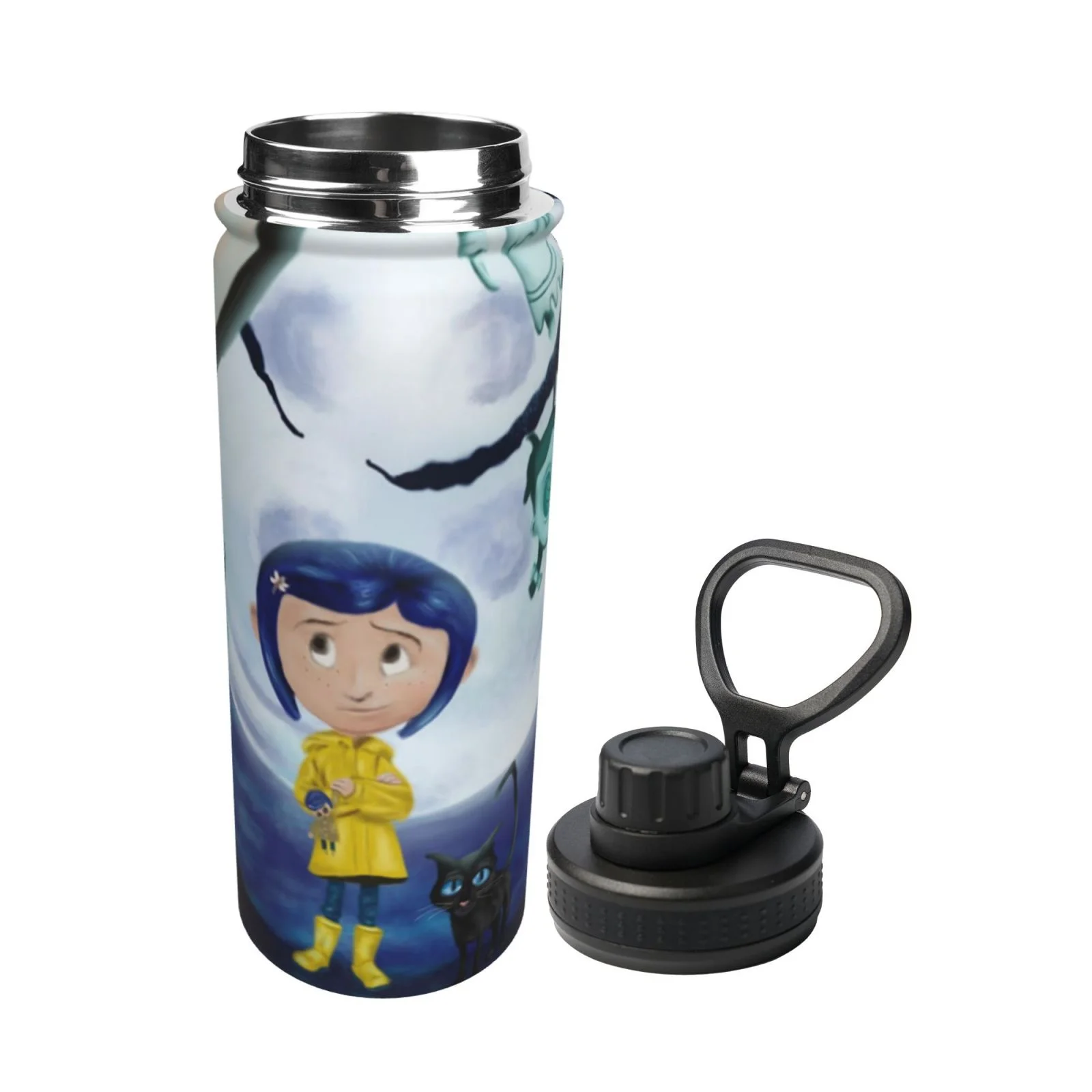Family Coraline Unisex Sports Insulated Water Bottles Kettle Stainless Steel Portable Cup 18OZ For School Travel Gym Running