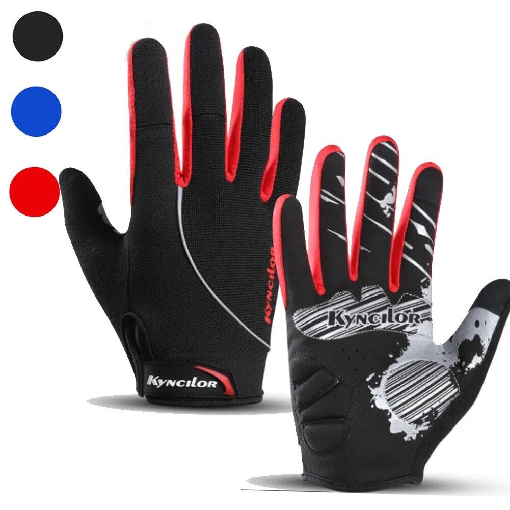 Mens Motorcycle Bike Racing Full Finger Touch Screen Anti-slip Shockproof Gloves