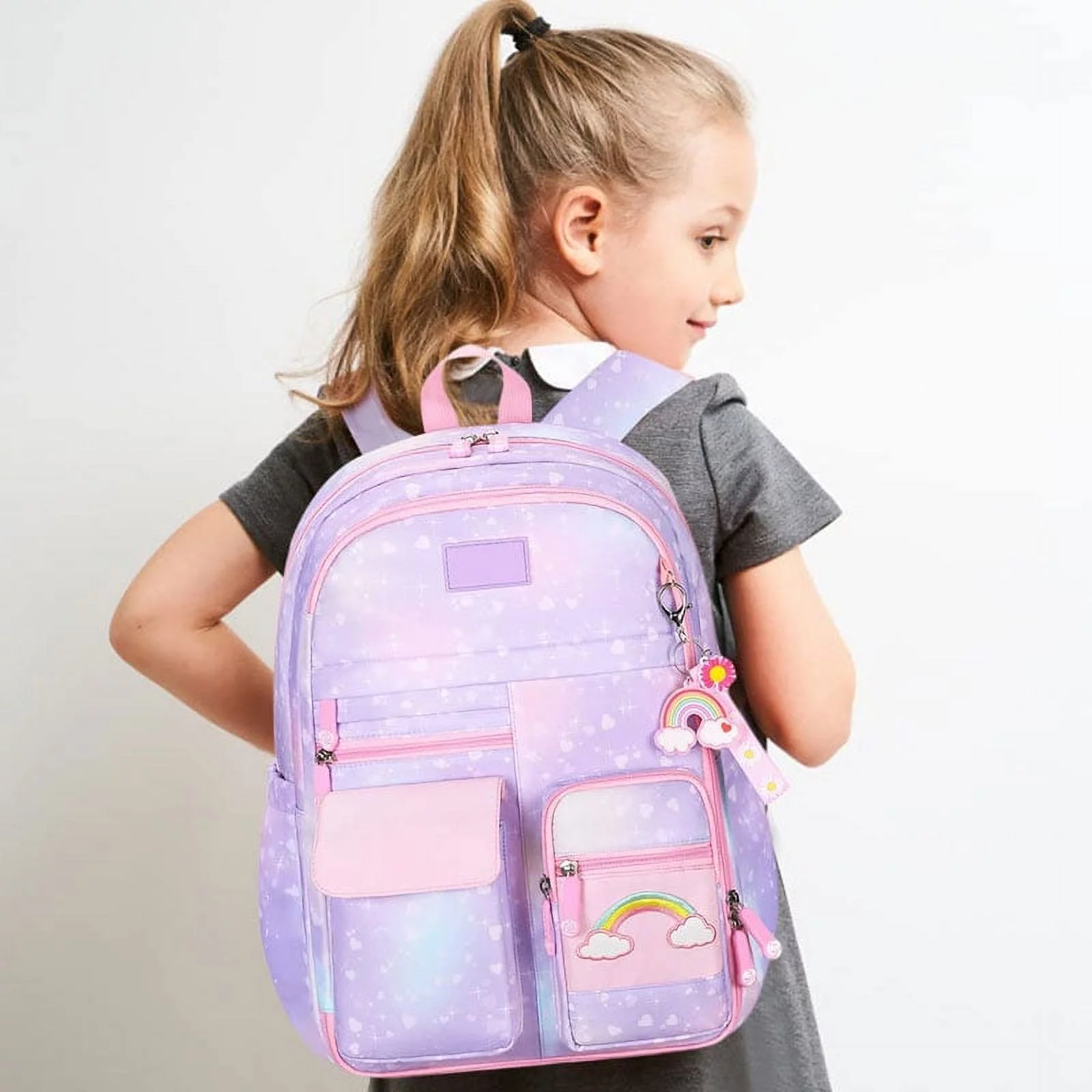 Girls Backpack, School Backpacks for Girls, Cute Book Bag with Compartments for Teen Girl Kid Students Elementary Middle School