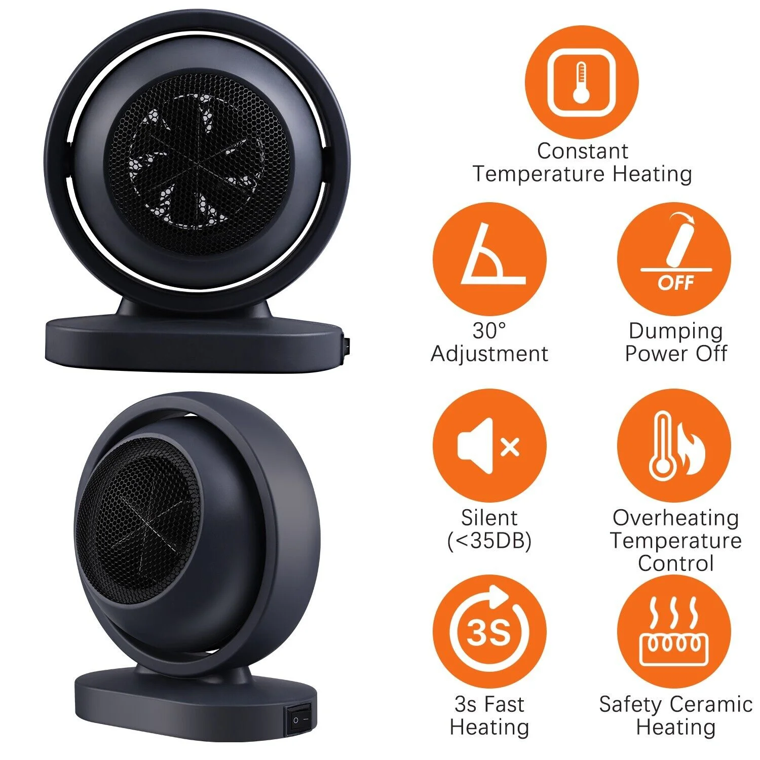 500W Portable Electric Space Heater Garage Hot Air Fan for Indoor Large Room