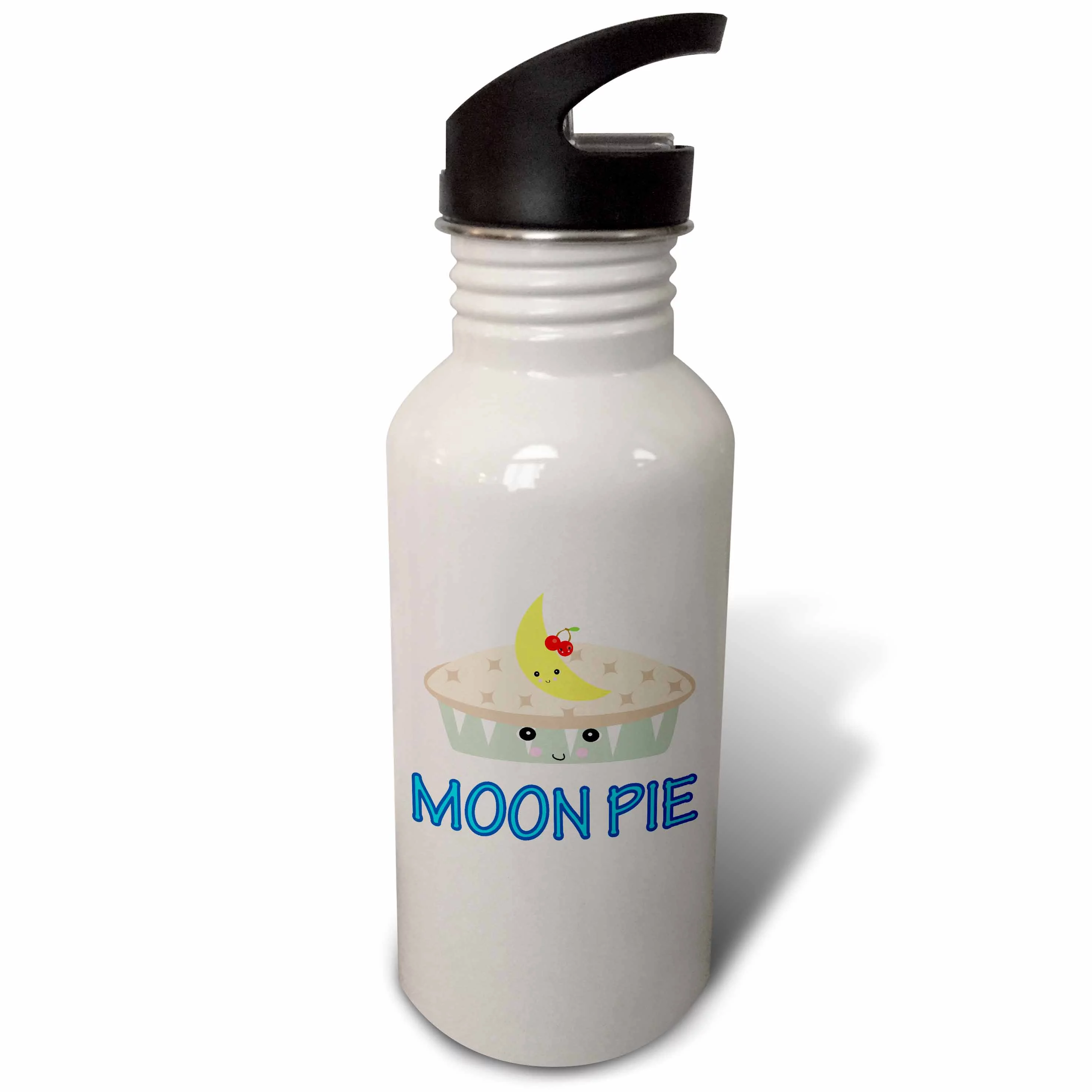 3dRose Cute Kawaii Cute Moon Pie, Sports Water Bottle, 21oz