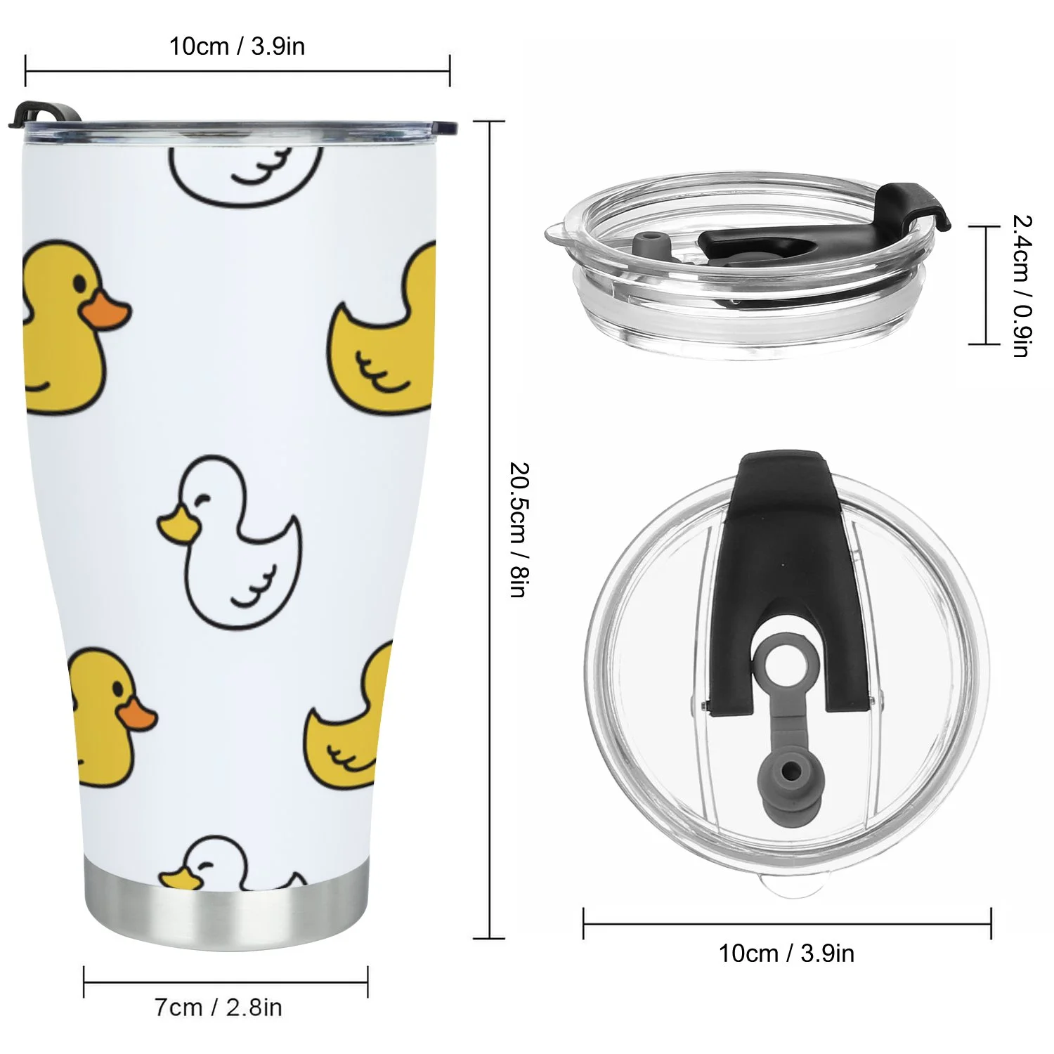 Hidove Stainless Steel Tumbler, Duck Seamless Pattern 30oz Leak Proof & Stainless Steel Bottle for Hot & Cold Drinks - Coffee Travel Mug, Water Metal Canteen, Thermal Cup