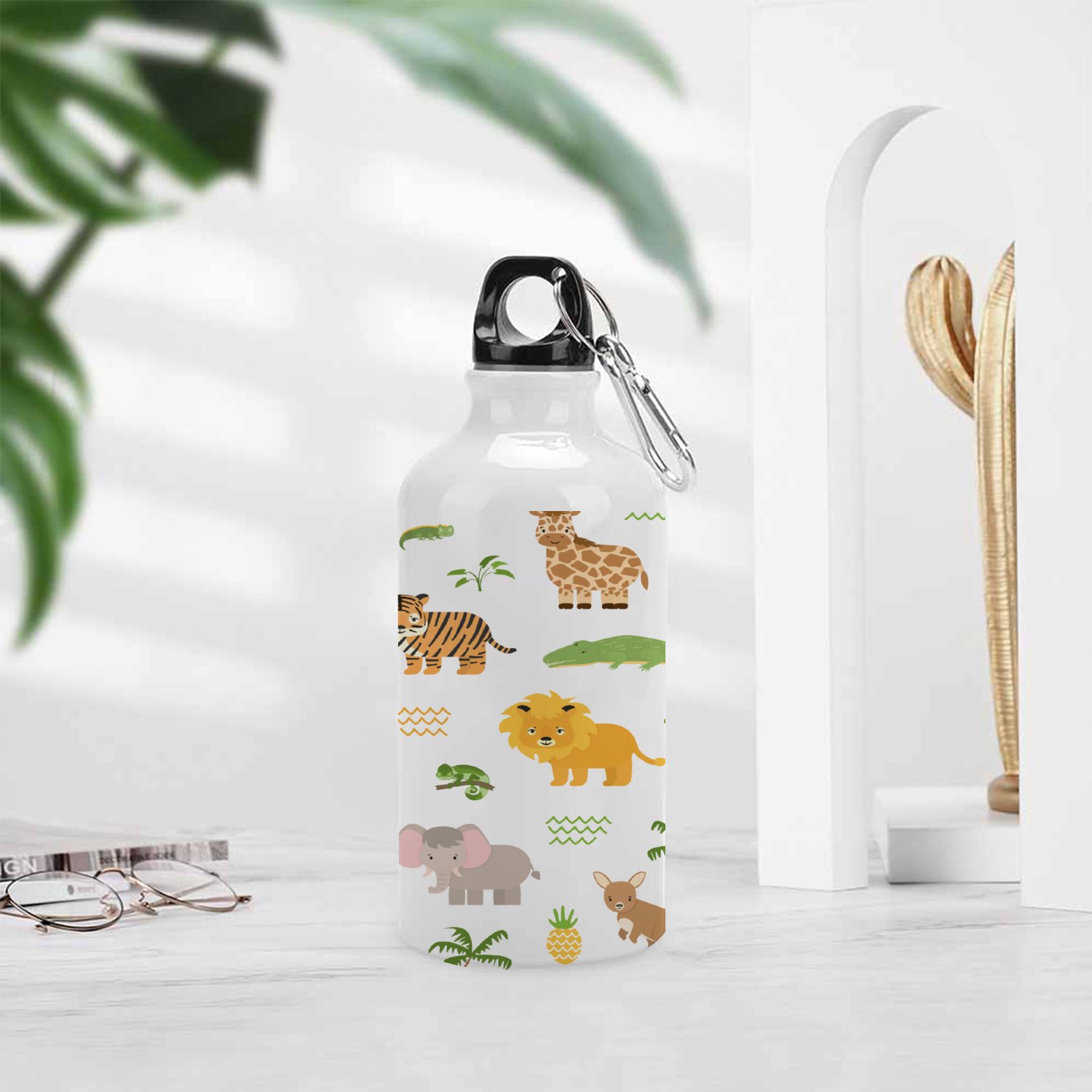 GZHJMY Sports Water Bottles, Cute Cartoon Animals and Plants Large Capacity Aluminium Portable Leakproof Lightweight Drink Bottles for Fitness and Outdoor Enthusiasts