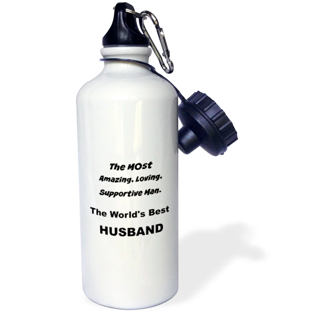 3dRose The most amazing, loving, supportive man the worlds best husband - Water Bottle, 21-ounce