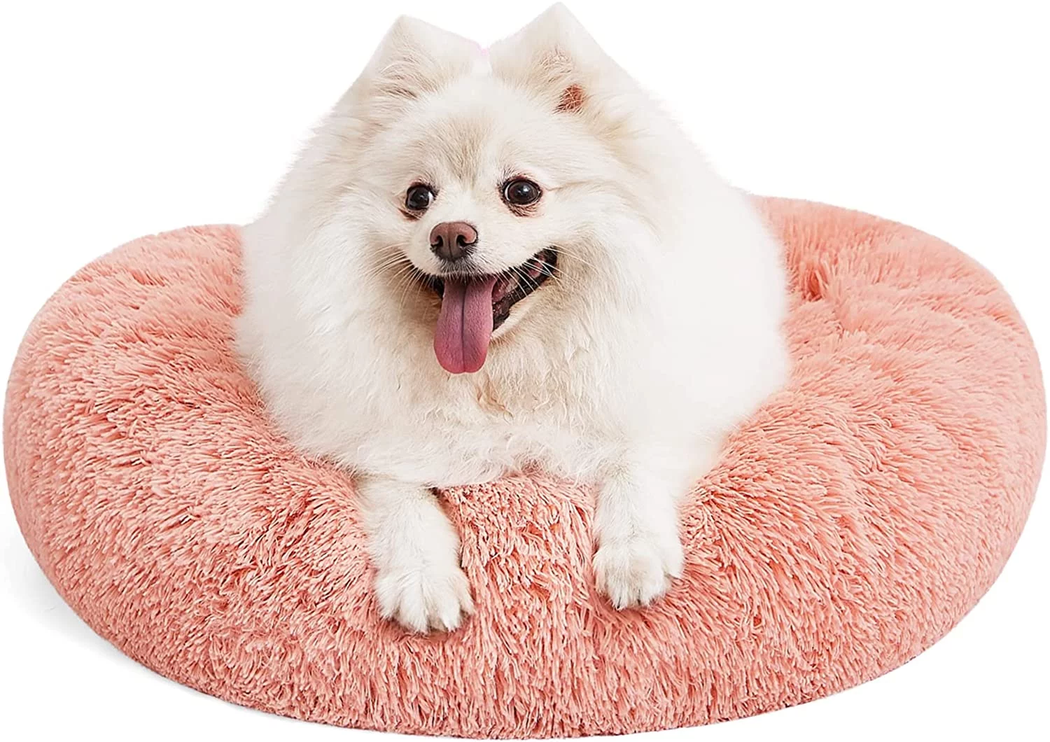 MIXJOY Orthopedic Dog Bed Comfortable Donut Cuddler Round Dog Bed Ultra Soft Washable Dog and Cat Cushion Bed (20''/23''/30'') (23'', Pink) S(23 x 23 ) Pink