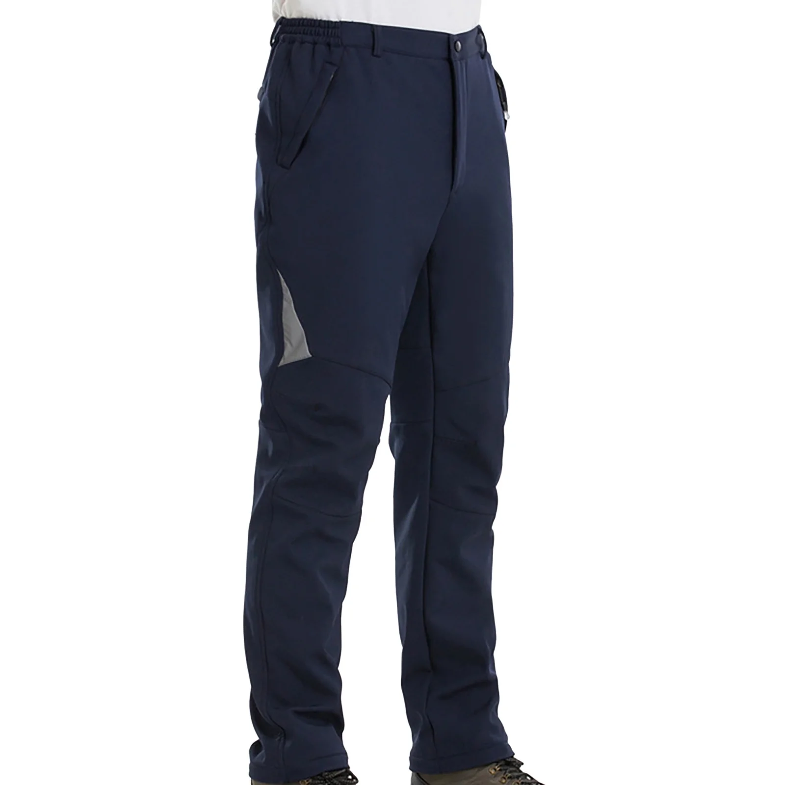 WILLBEST Mens Pants Casual Relaxed Fit Men's Color Block Hiking Trousers Windproof Work Trousers Fleece Warm Lined Trekking Trousers with Pockets Men's Outdoor Fitness Softshell Trousers 2024 Casual