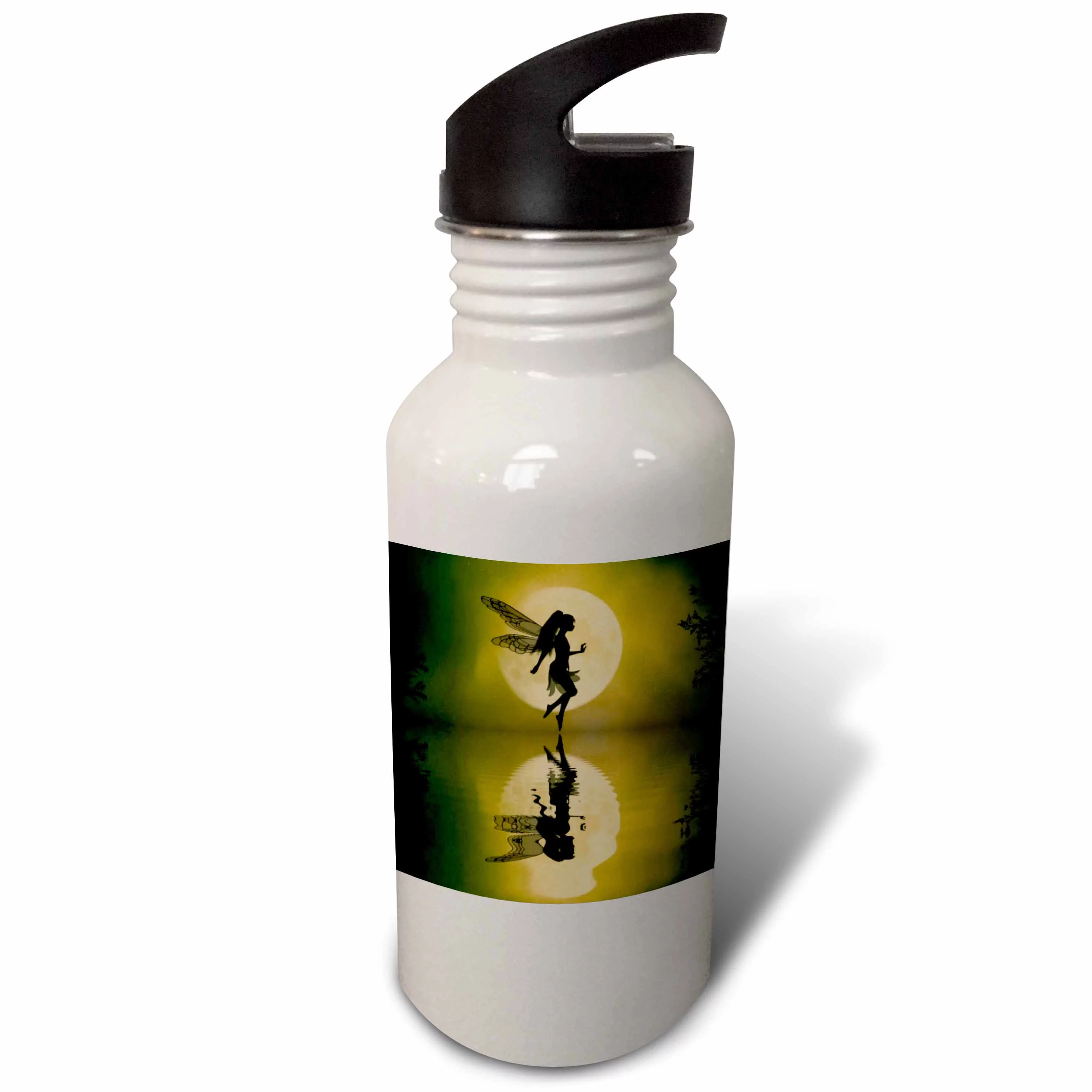 Fairy Moon Silhouette On Pond 21 oz Sports Water Bottle wb-17956-1