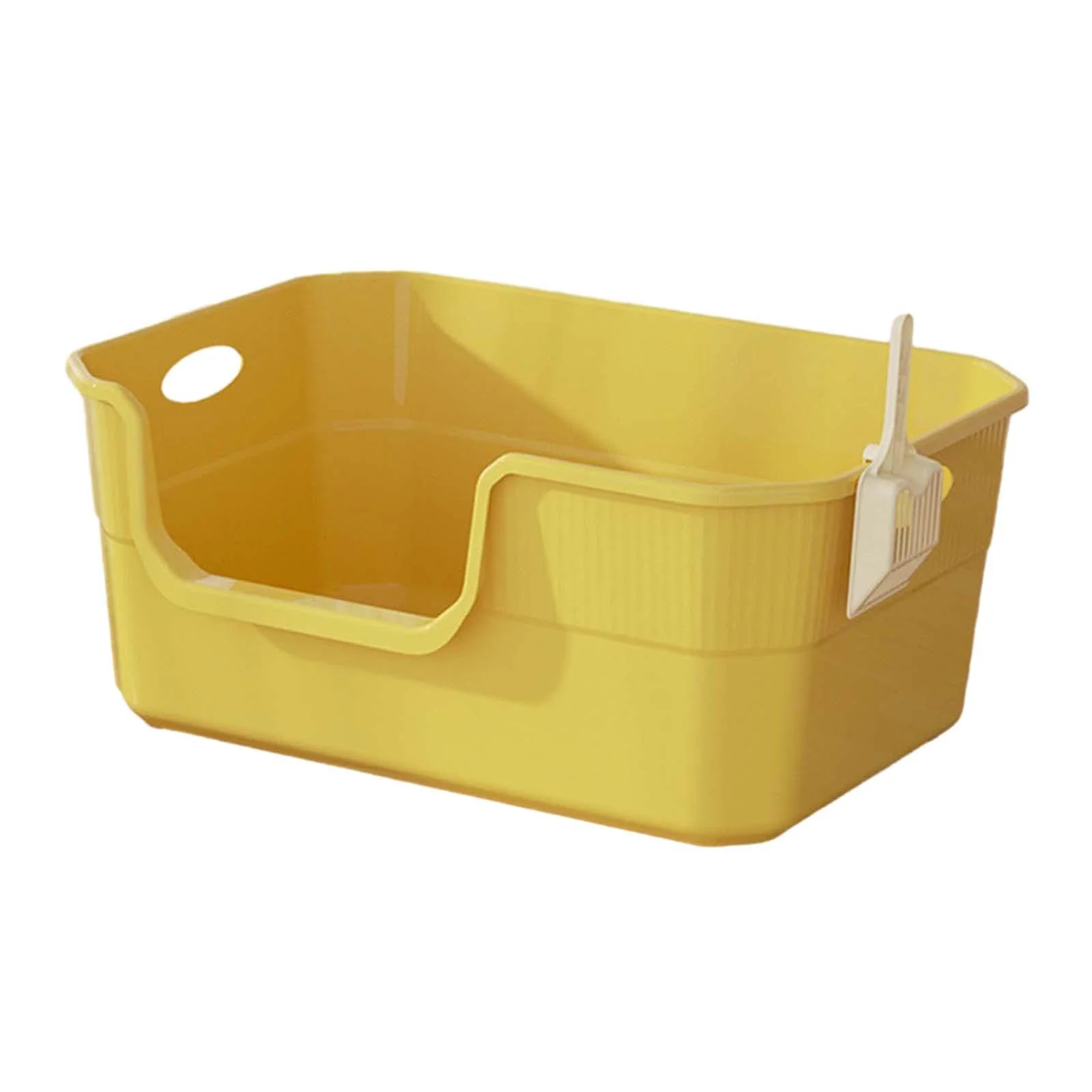 oshhnii Open Litter Sand Box Heighten Cat Toilet for Small Medium Large Cats yellow