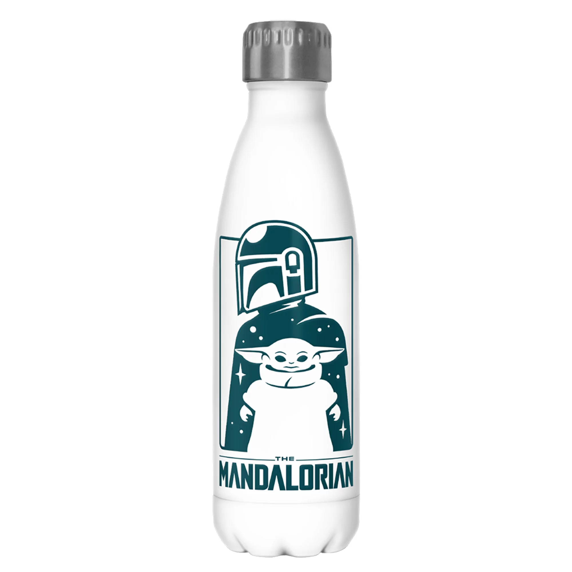 Star Wars: The Mandalorian Cute Silhouette  Stainless Steel Water Bottle White 17 oz.
