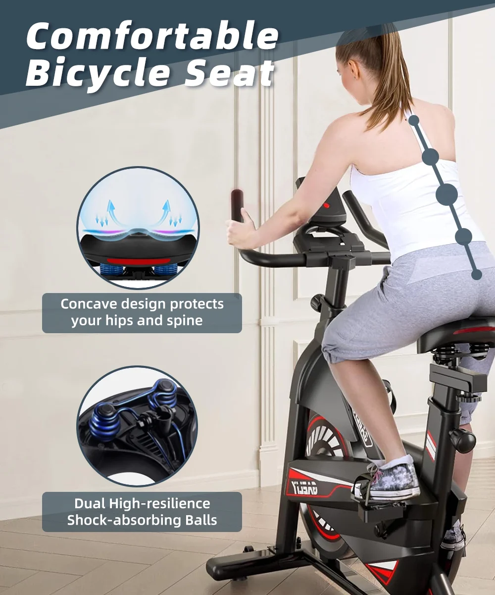 Zenicham Bike Seat Comfort, Extra Wide Bike Seat with Dual Shock Absorbing, Bike Seat Cushion with Reflective Strips, Exercise Bicycle Seat for Mountain, Cruiser, Road Bike (13