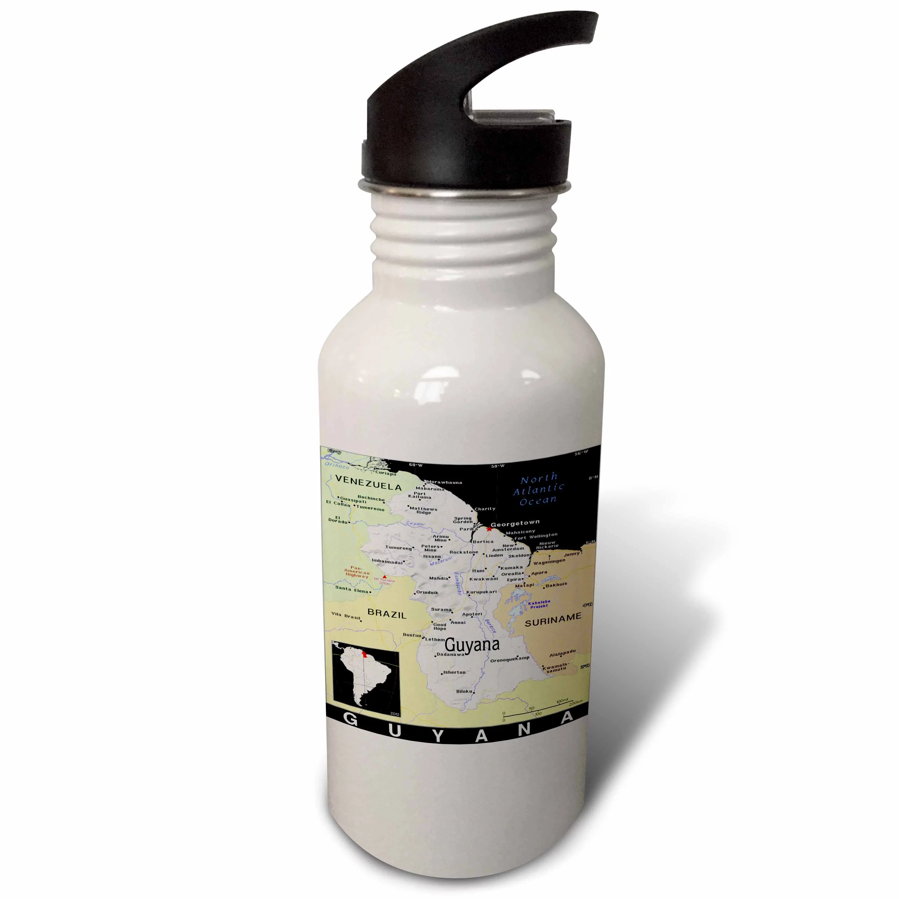 Modern Map Of Guyana In Vivid Color 21 oz Sports Water Bottle wb-159755-1
