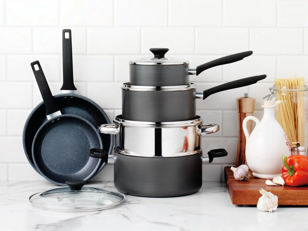 Granitestone Pro Cookware Set Pots and Pans Set 17 Piece Hard Anodized Premium Cookware Set