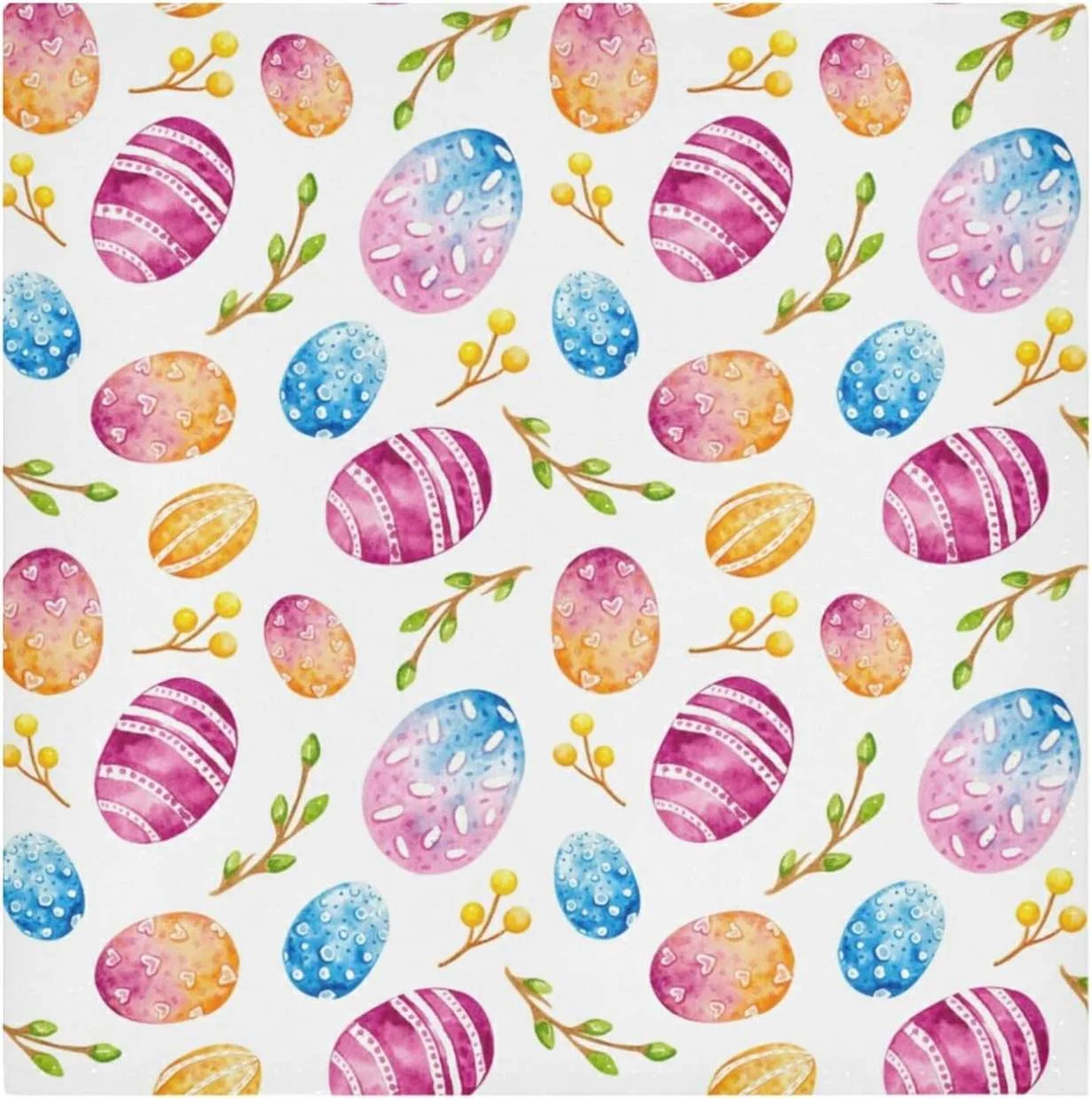 Dreamtimes Easter Cloth Napkins 6PCS,Cute Easter Colorful Eggs Flower Branches Soft and Skin Friendly Dinner Napkins Washable for Dinner, Hotel,Reunion,BBQ Party
