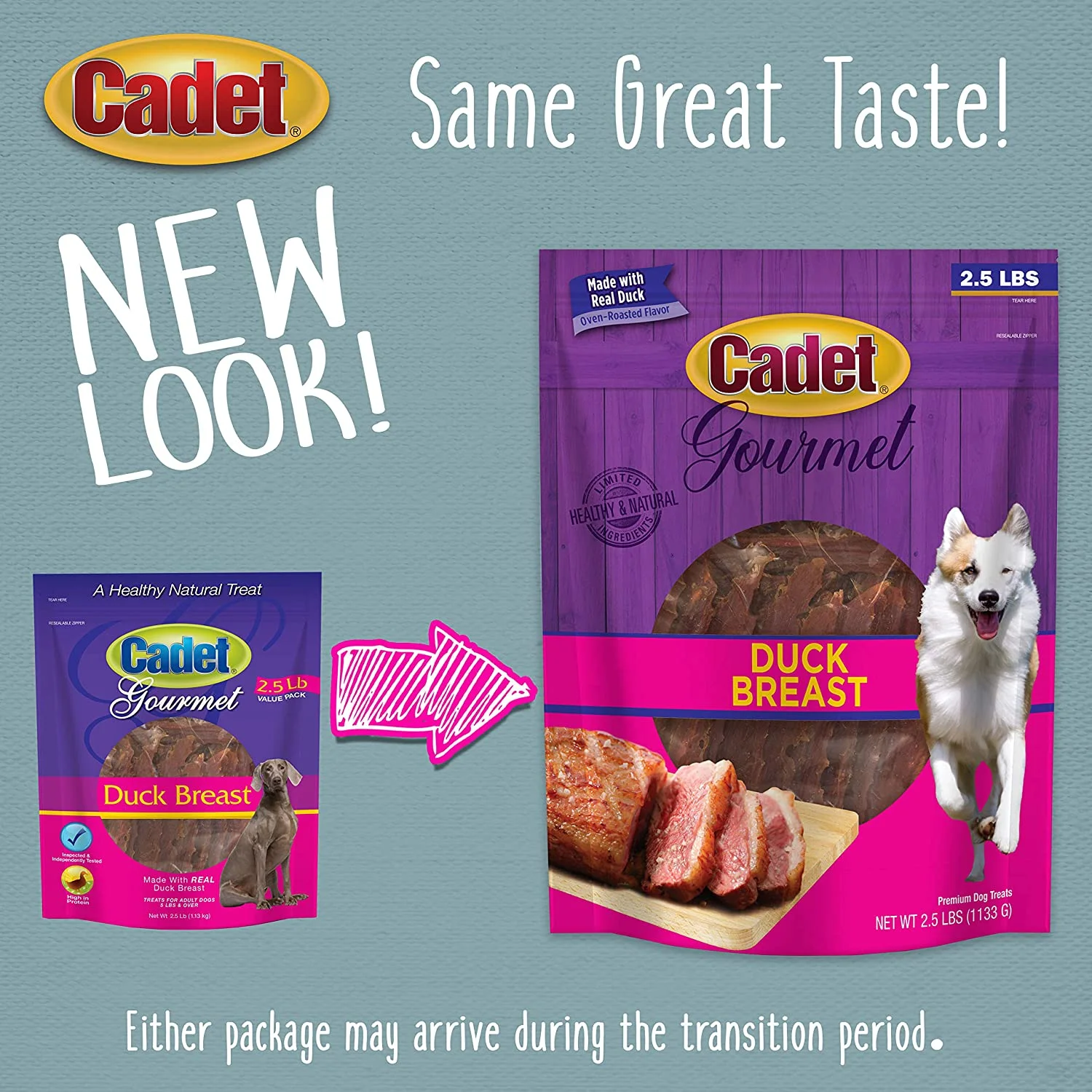 Cadet Premium Gourmet Duck Breast Dog Treats, 2.5 lb.