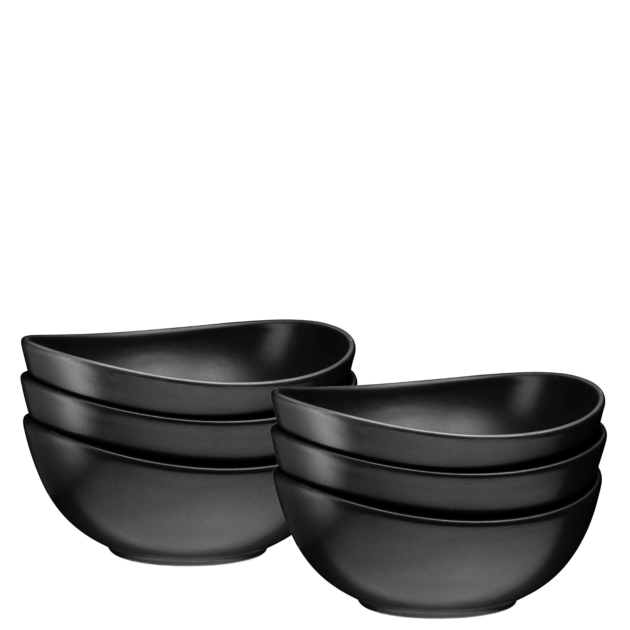 Bruntmor Matte Black Round Curved Soup Bowl Set - 28 Oz x6